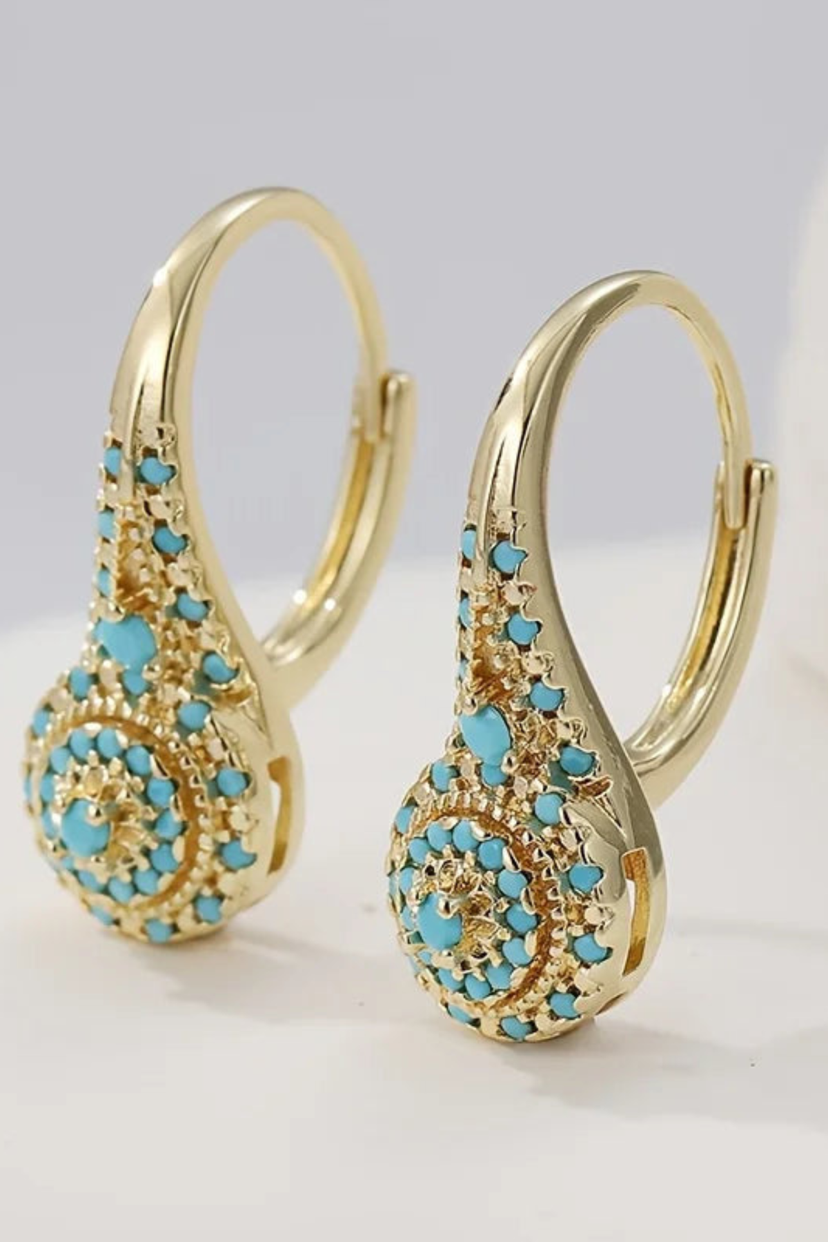 Turquoise Mosaic Teardrop Earrings