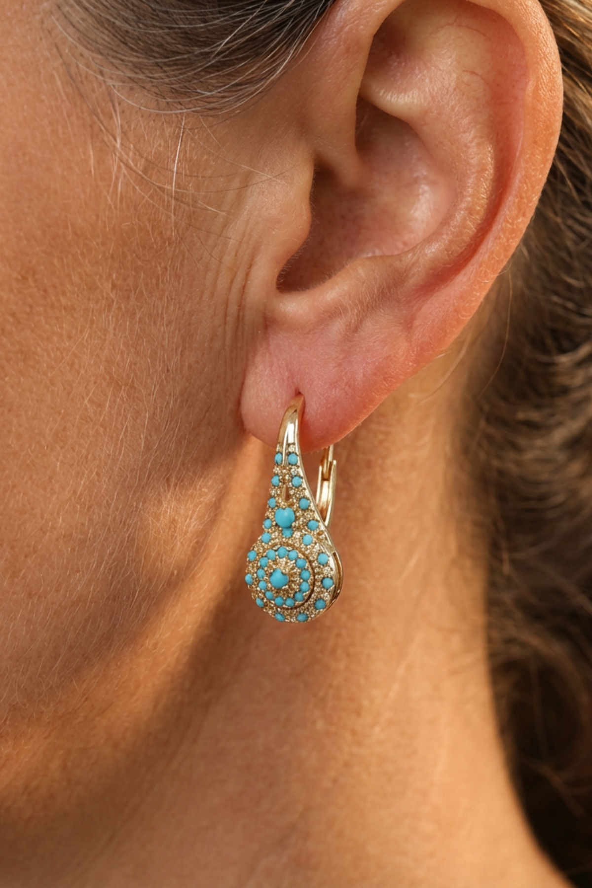 Turquoise Mosaic Teardrop Earrings