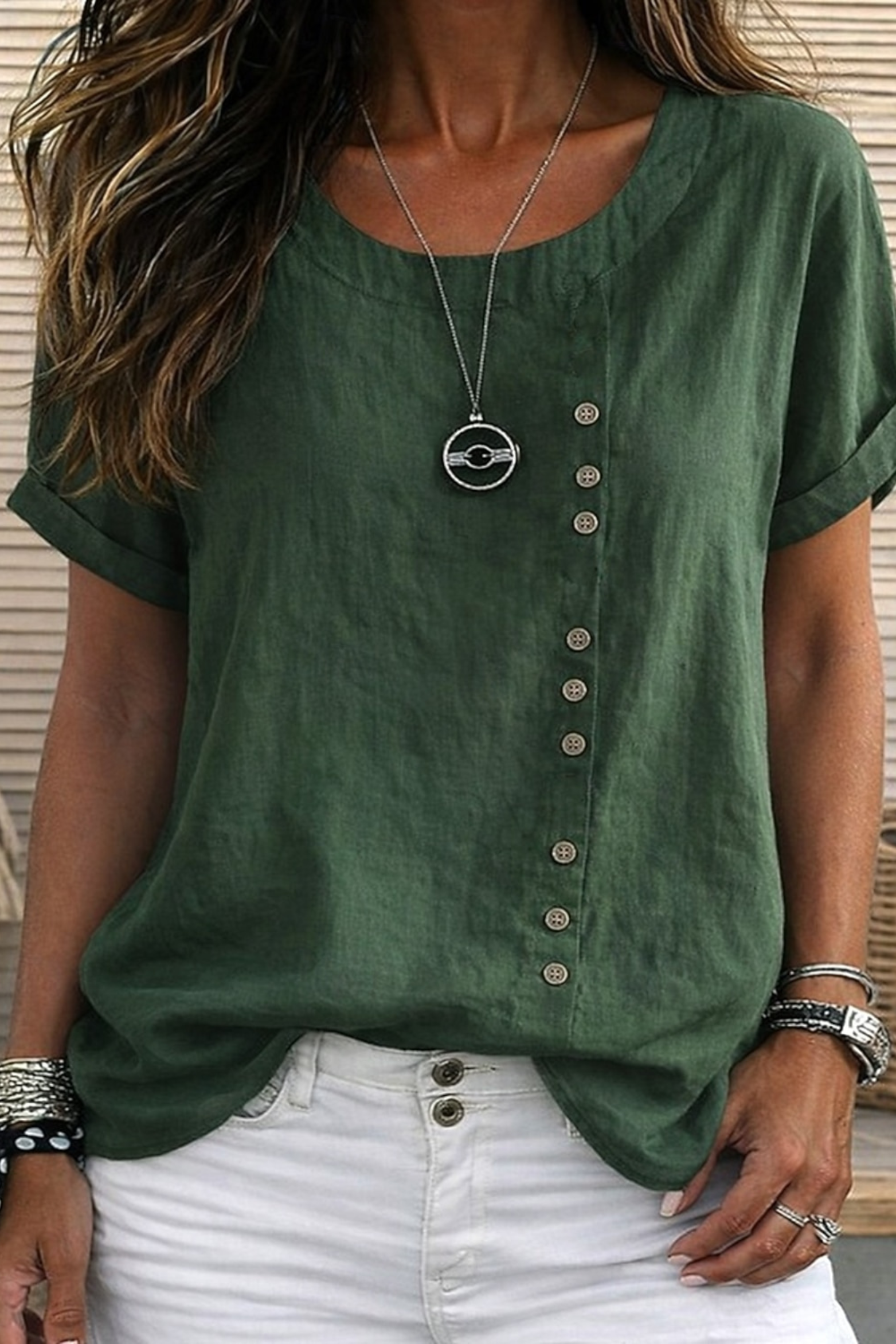 Women's Elowen Relaxed Linen Blend Button Tunic