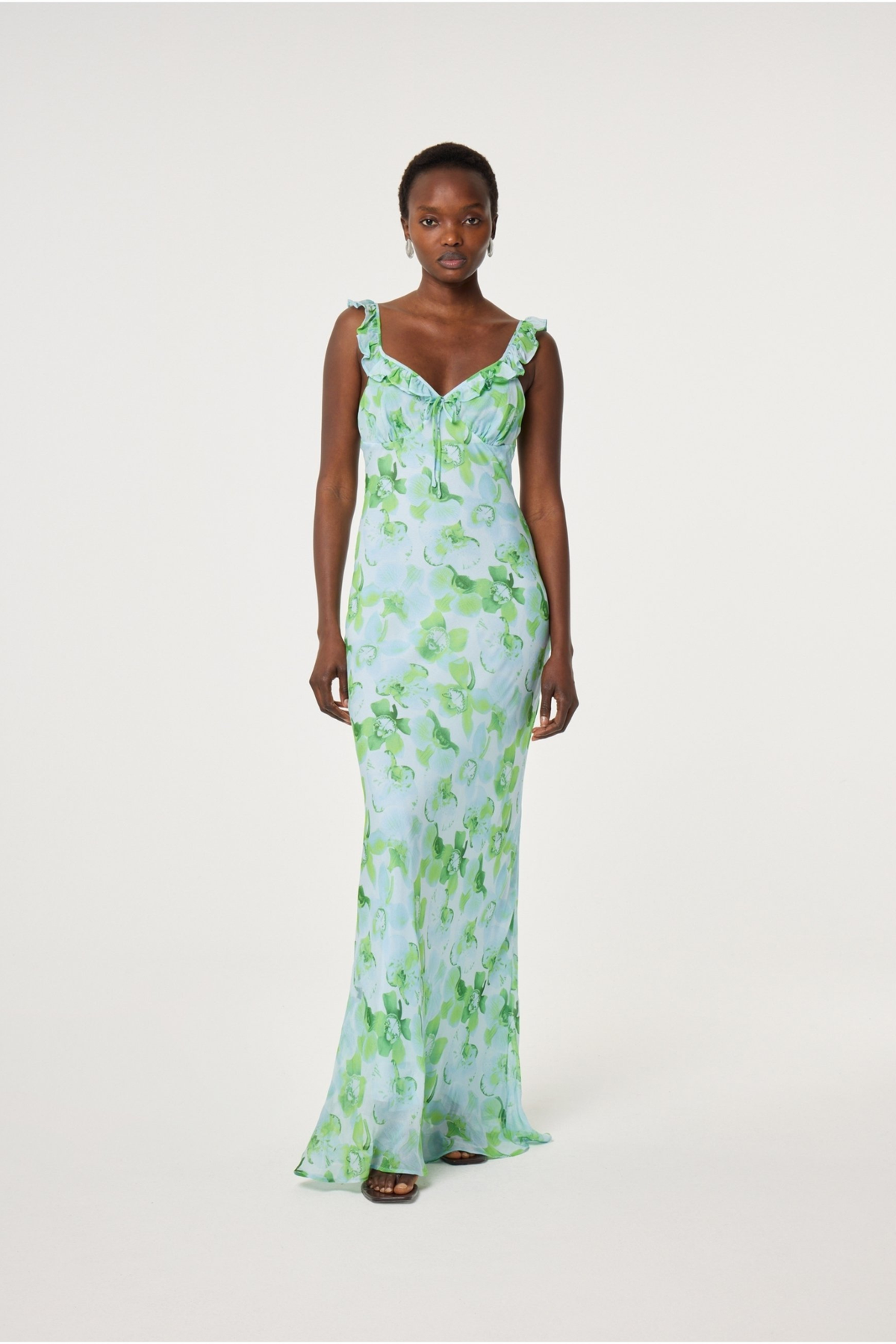 Floral Ruffle Strap Maxi Dress