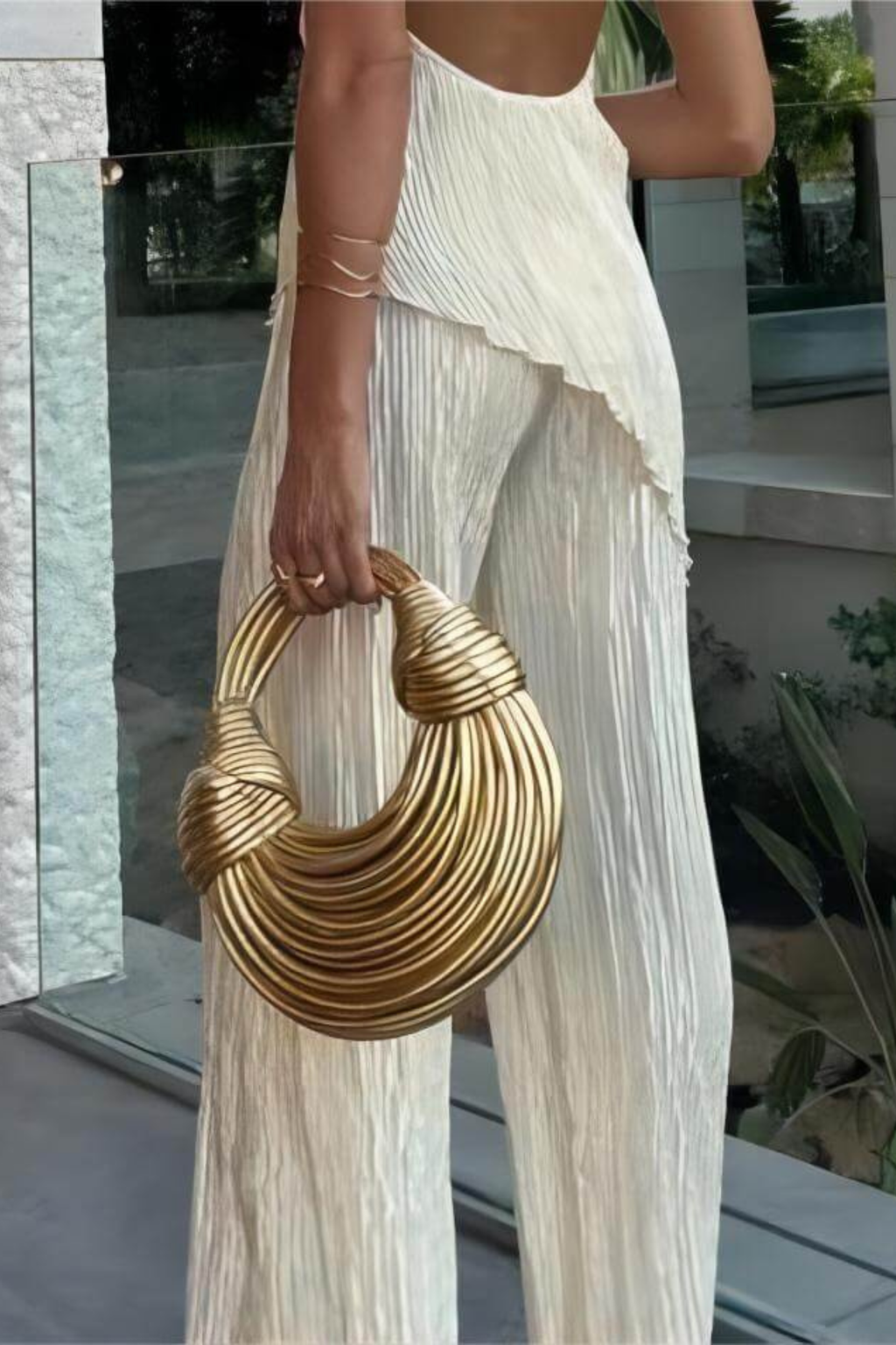 Woven Cloud Crossbody Bag with Braided Handle
