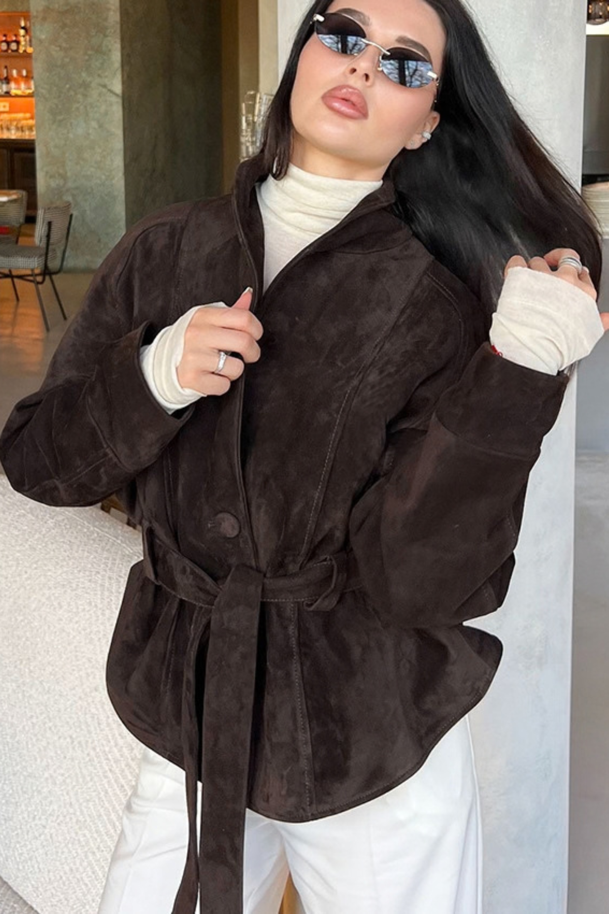 Vintage Belted Long Sleeve Jacket