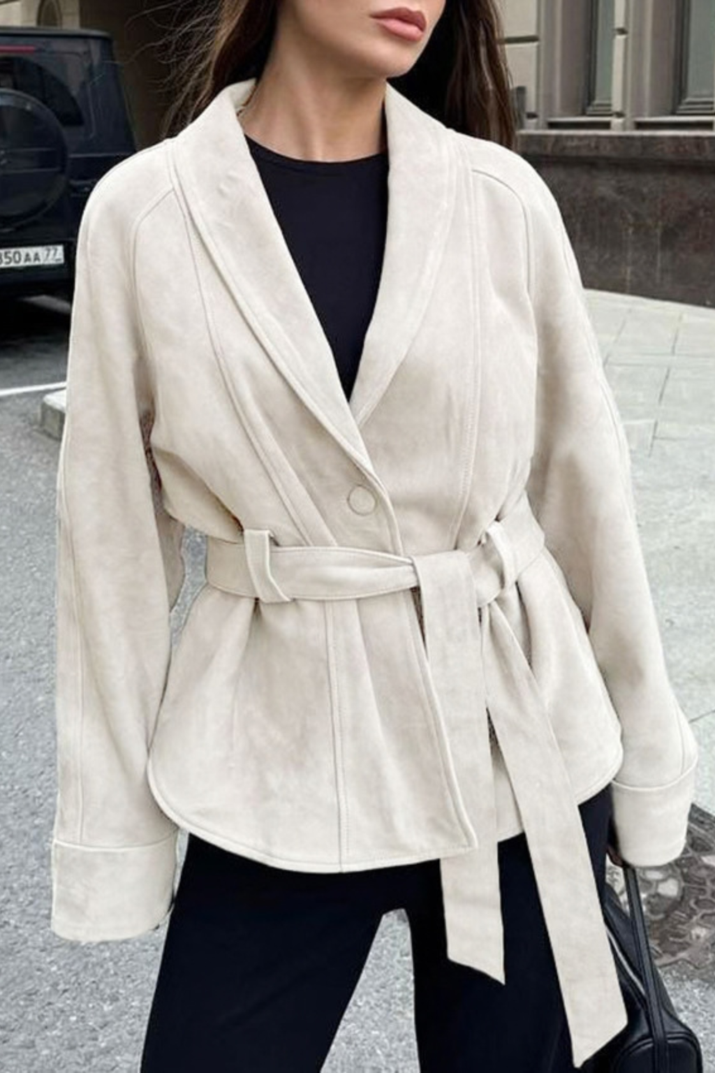 Vintage Belted Long Sleeve Jacket
