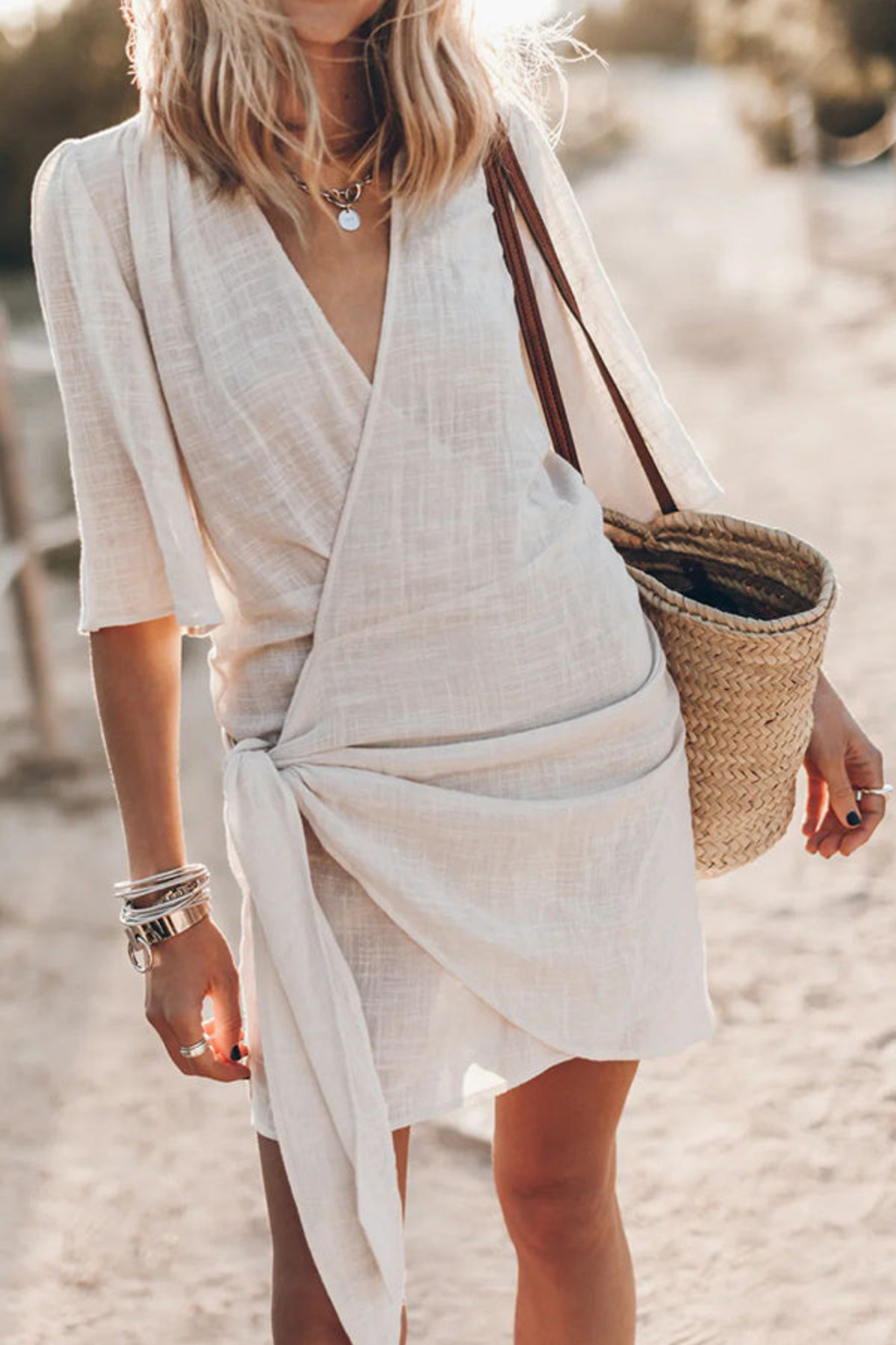 Asymmetric Wrap Mini Dress