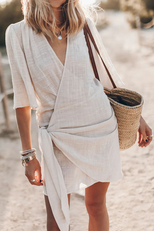 Asymmetric Wrap Mini Dress