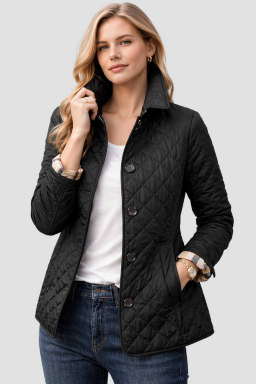 Women's Button Front Quilted Jacket