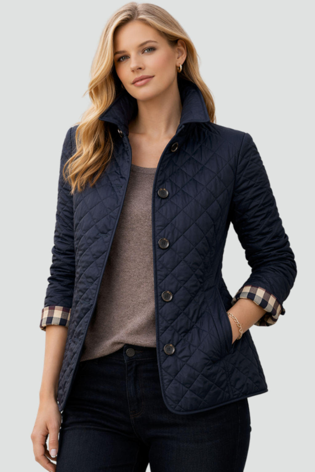 Women's Button Front Quilted Jacket