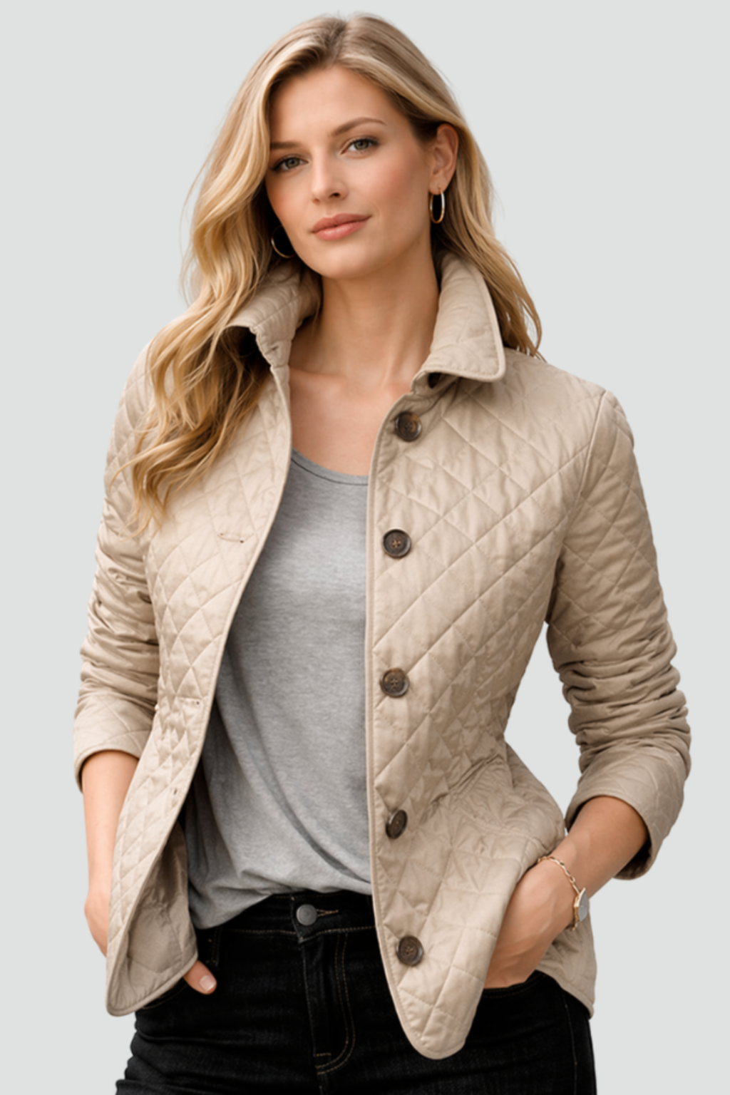 Women's Button Front Quilted Jacket