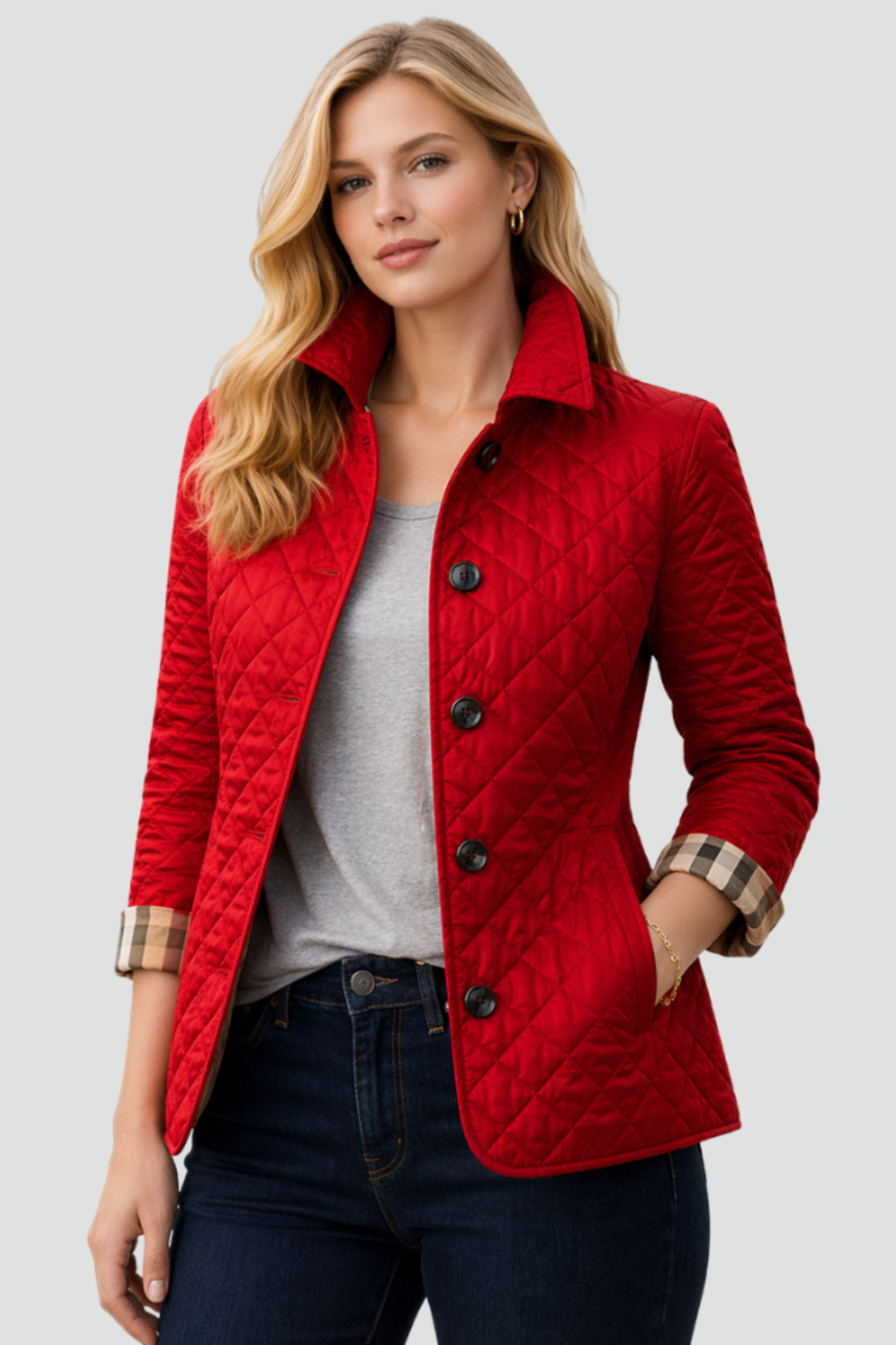 Women's Button Front Quilted Jacket