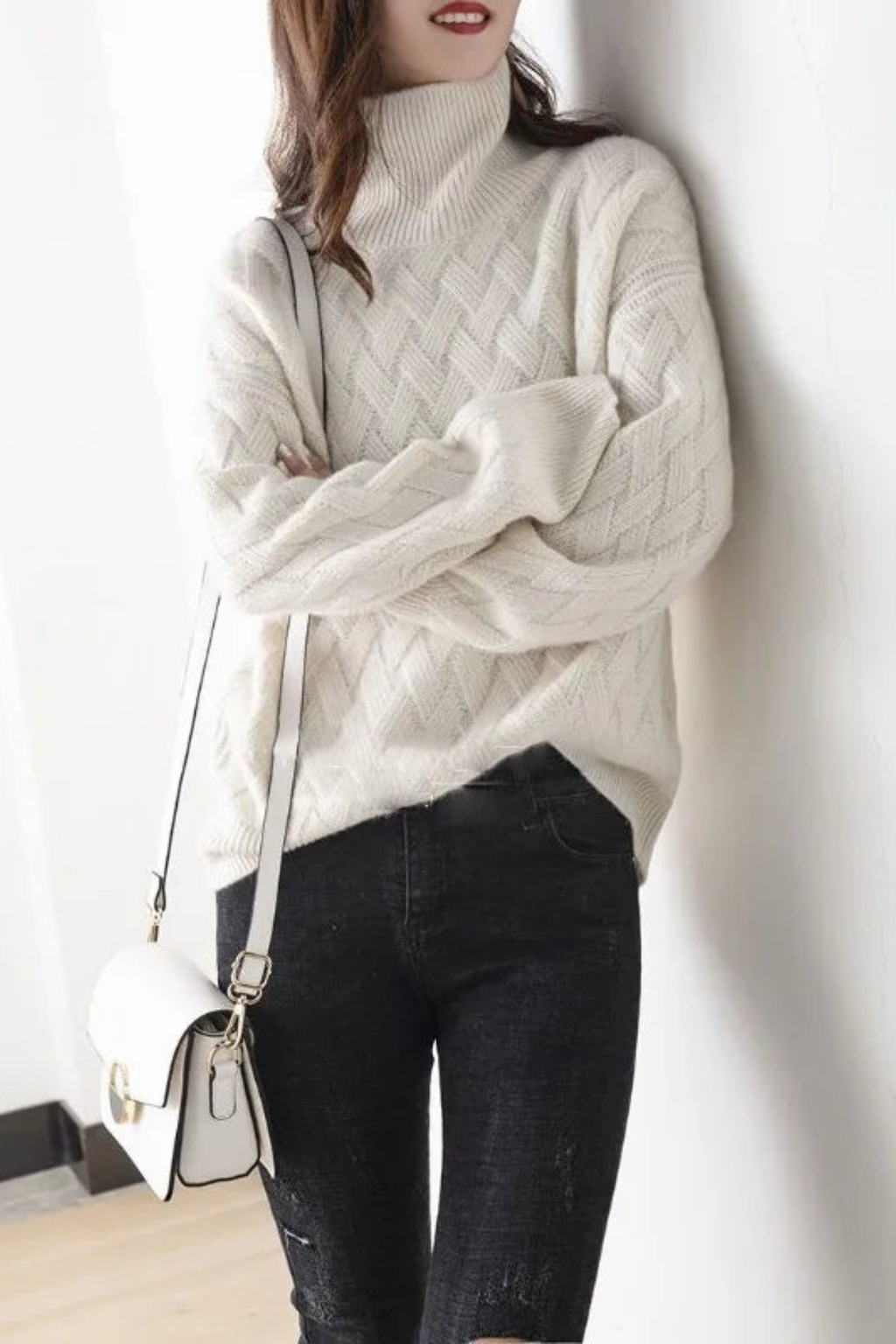 Women's Chunky Cable Turtleneck Sweater
