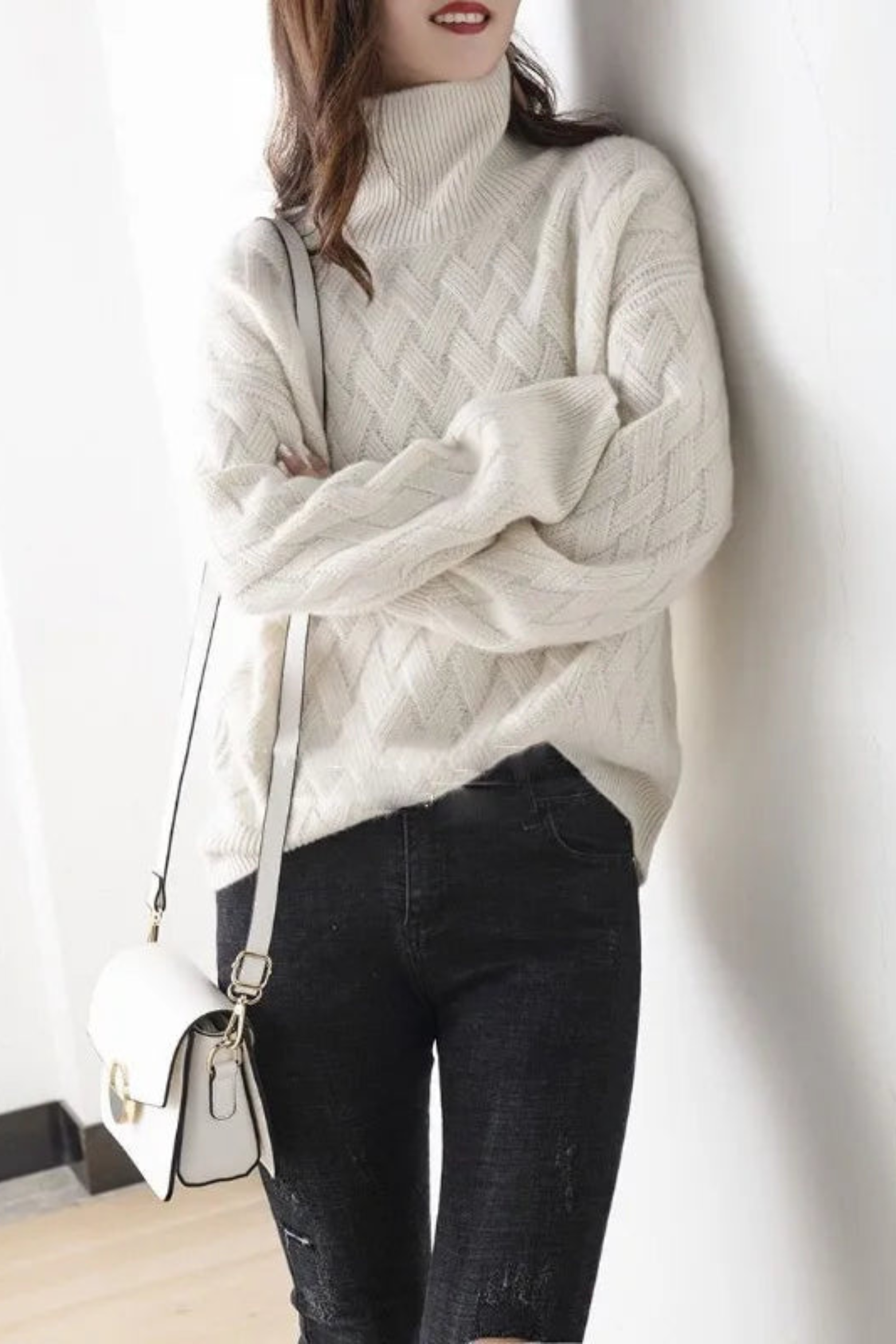 Women's Chunky Cable Turtleneck Sweater