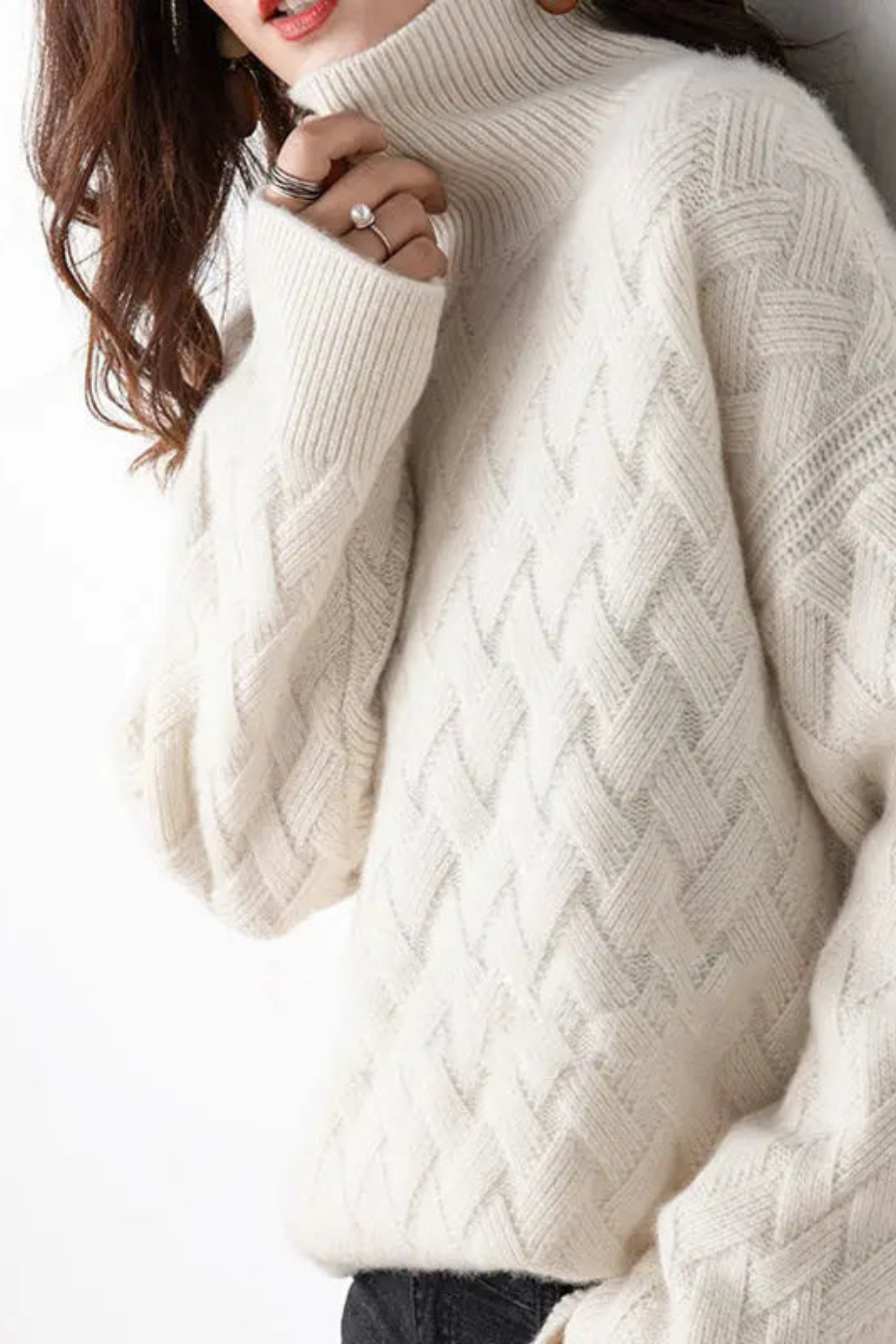 Women's Chunky Cable Turtleneck Sweater
