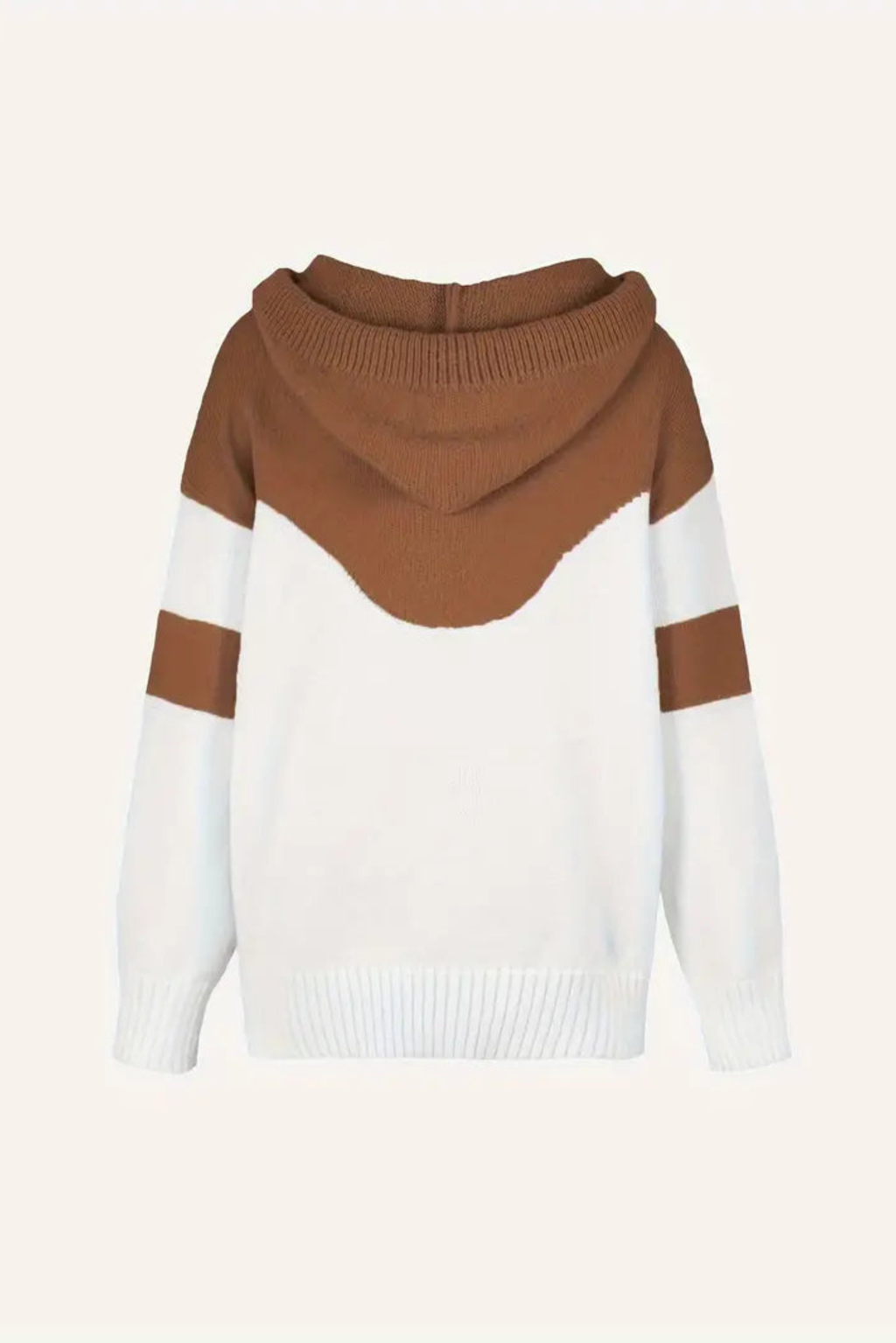 Women's Cowl Neck Colorblock Knit Hoodie