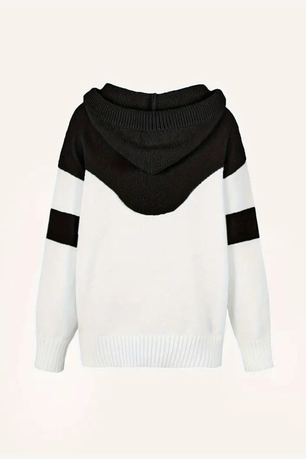 Women's Cowl Neck Colorblock Knit Hoodie