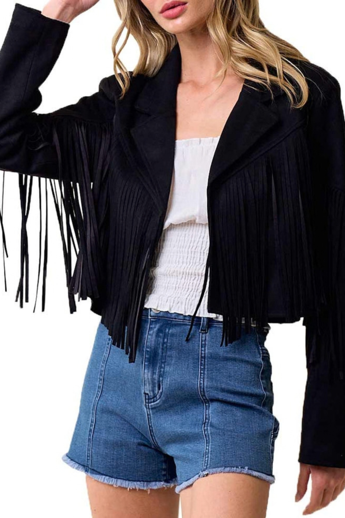 Cropped Fringe Casual Jacket