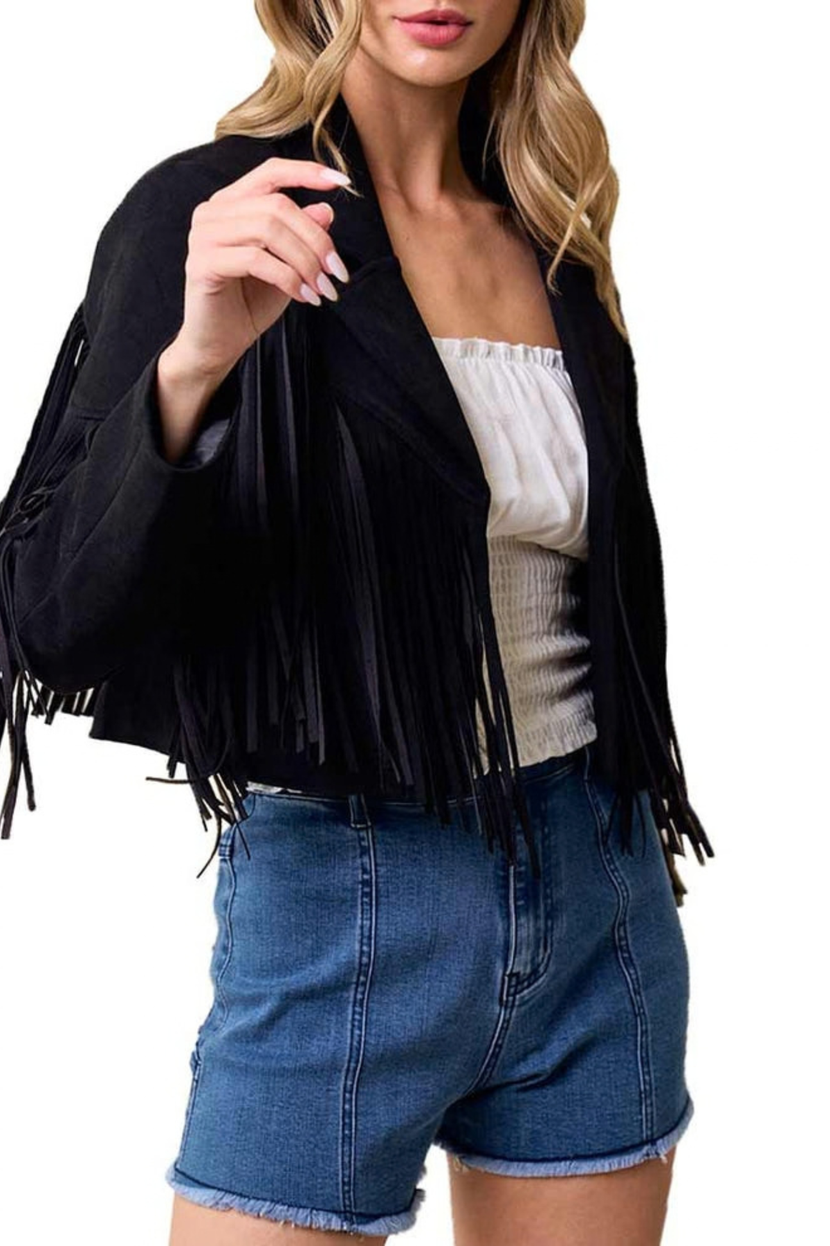 Cropped Fringe Casual Jacket