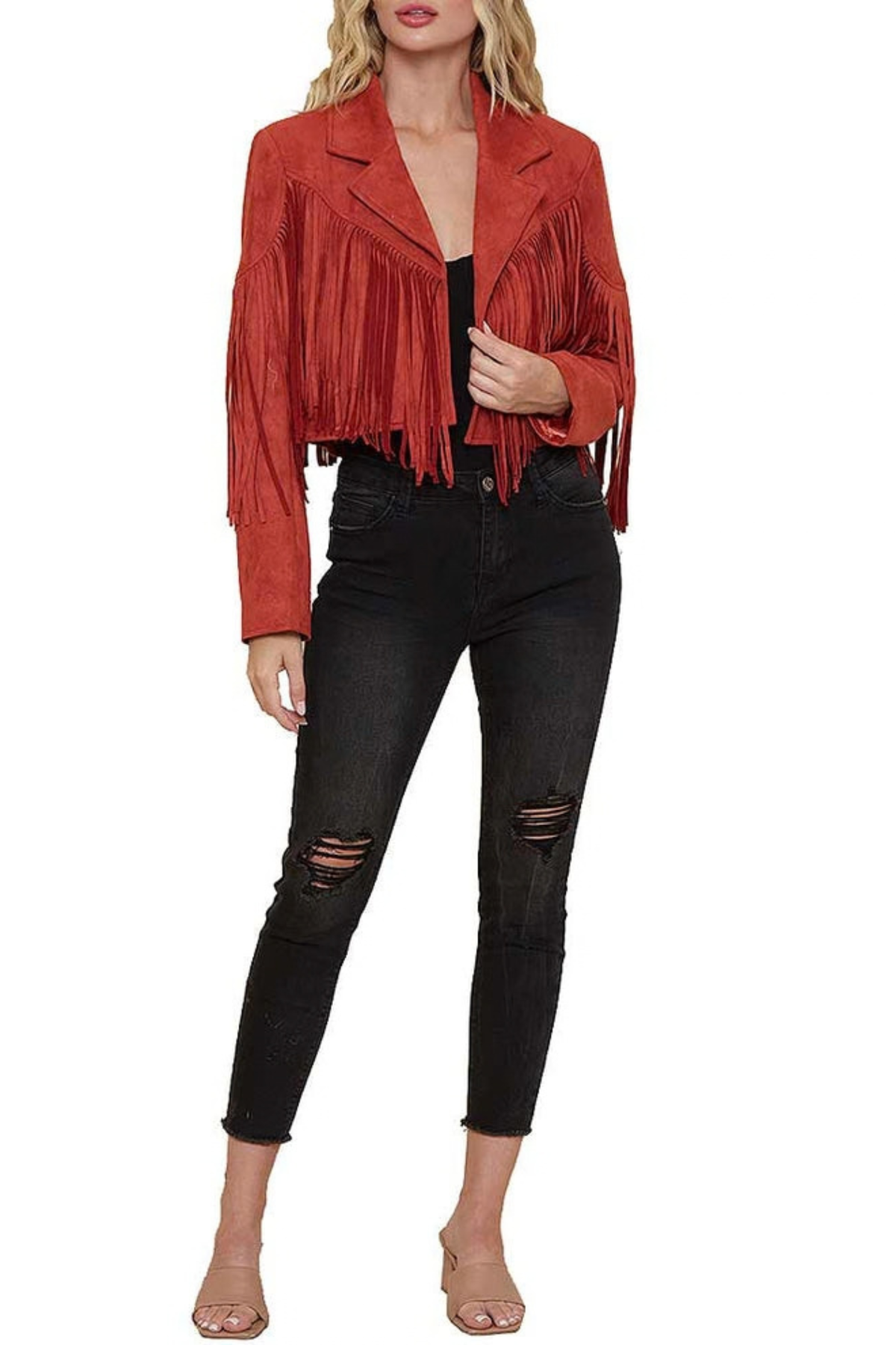 Cropped Fringe Casual Jacket