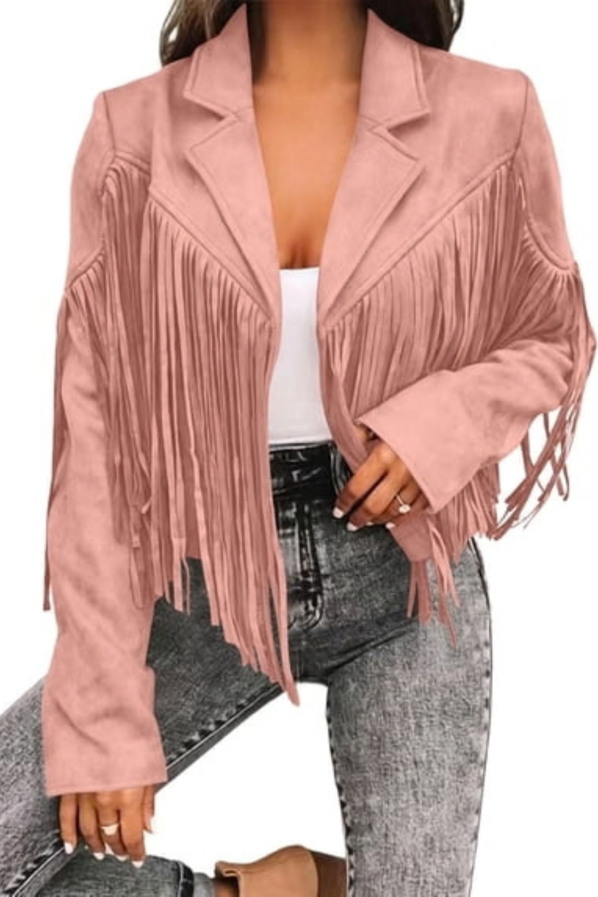 Cropped Fringe Casual Jacket