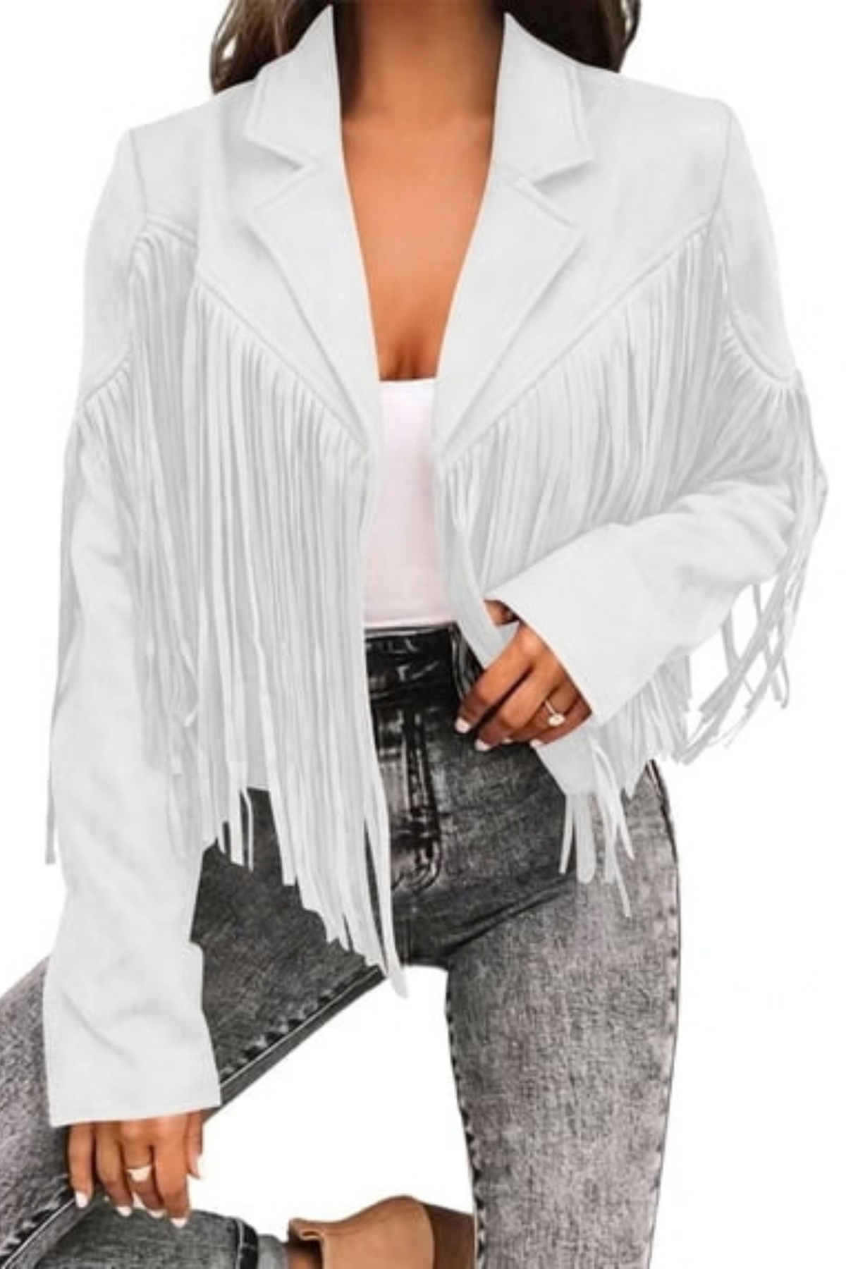 Cropped Fringe Casual Jacket