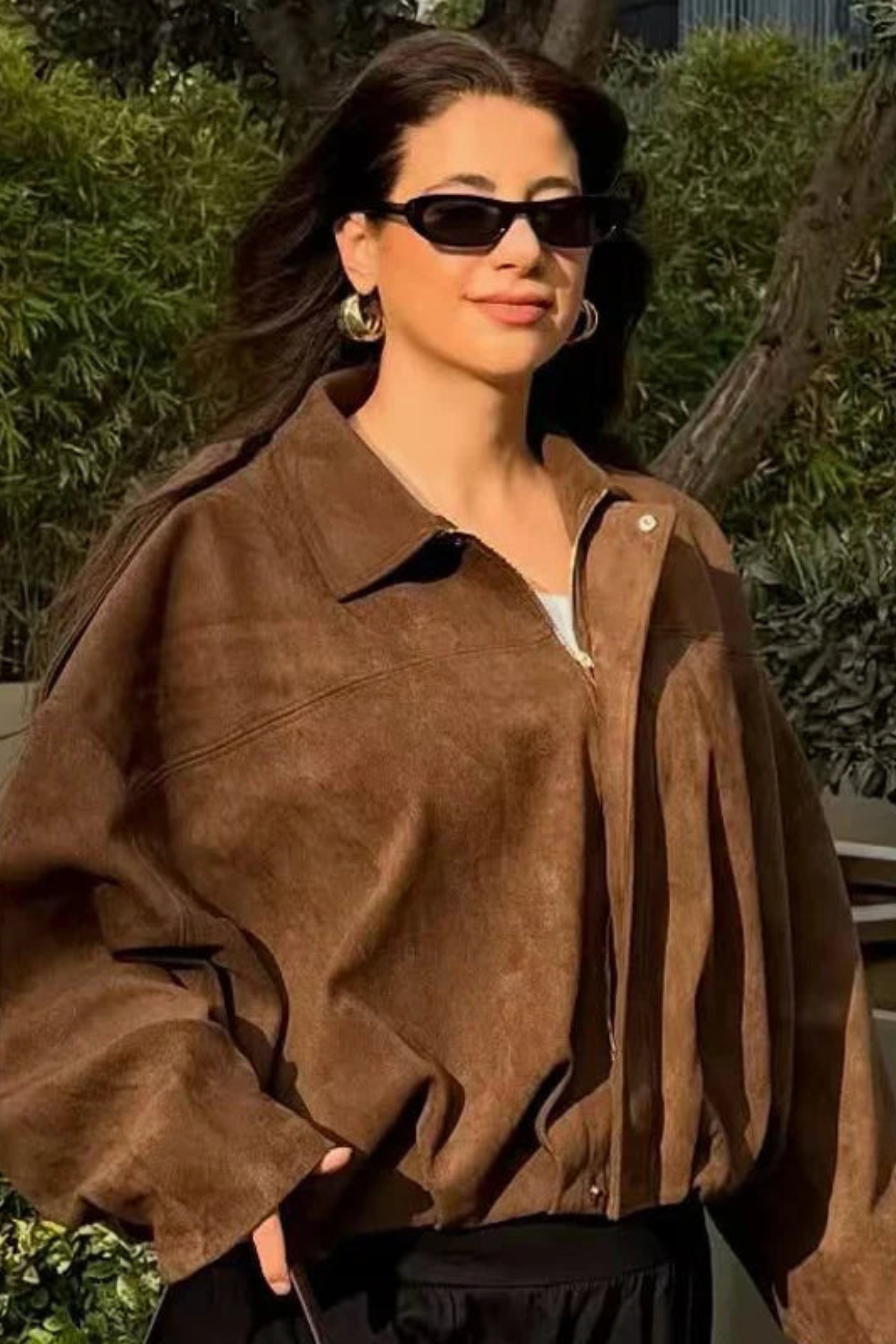 Women's Cropped Oversized Bomber Jacket