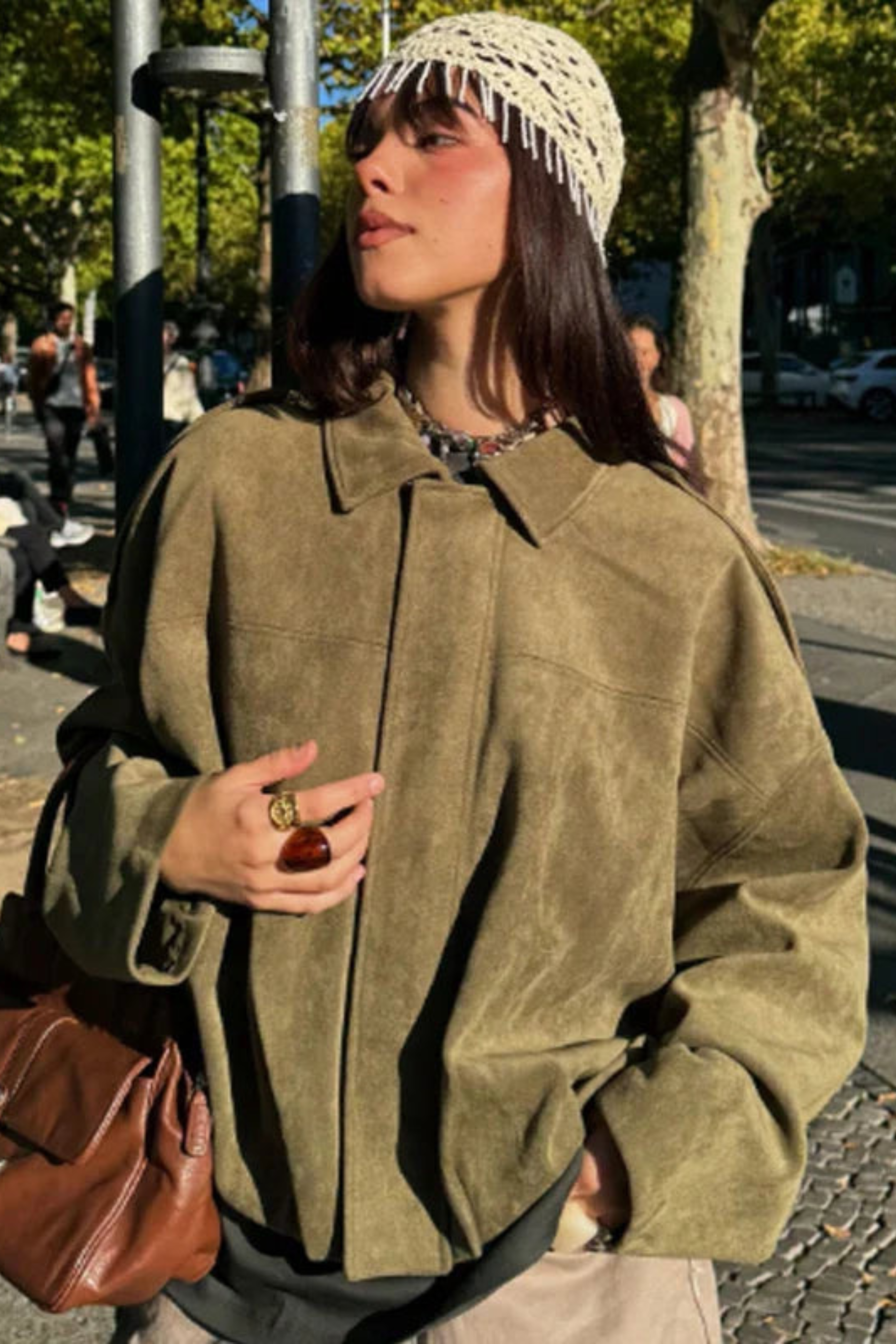 Women's Cropped Oversized Bomber Jacket