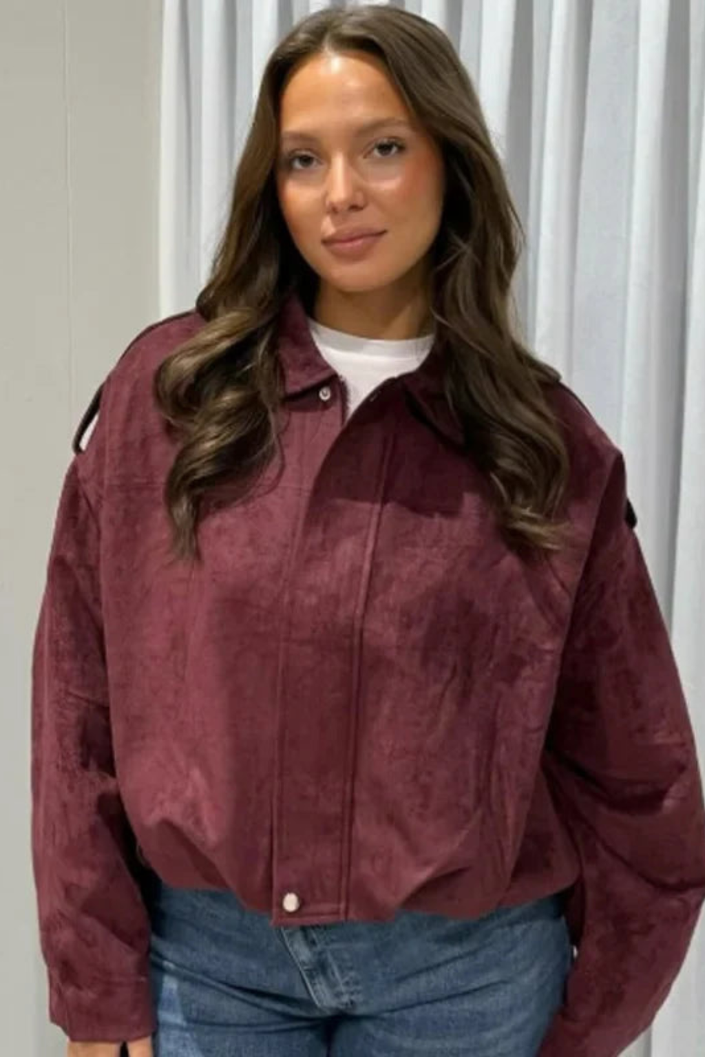 Women's Cropped Oversized Bomber Jacket