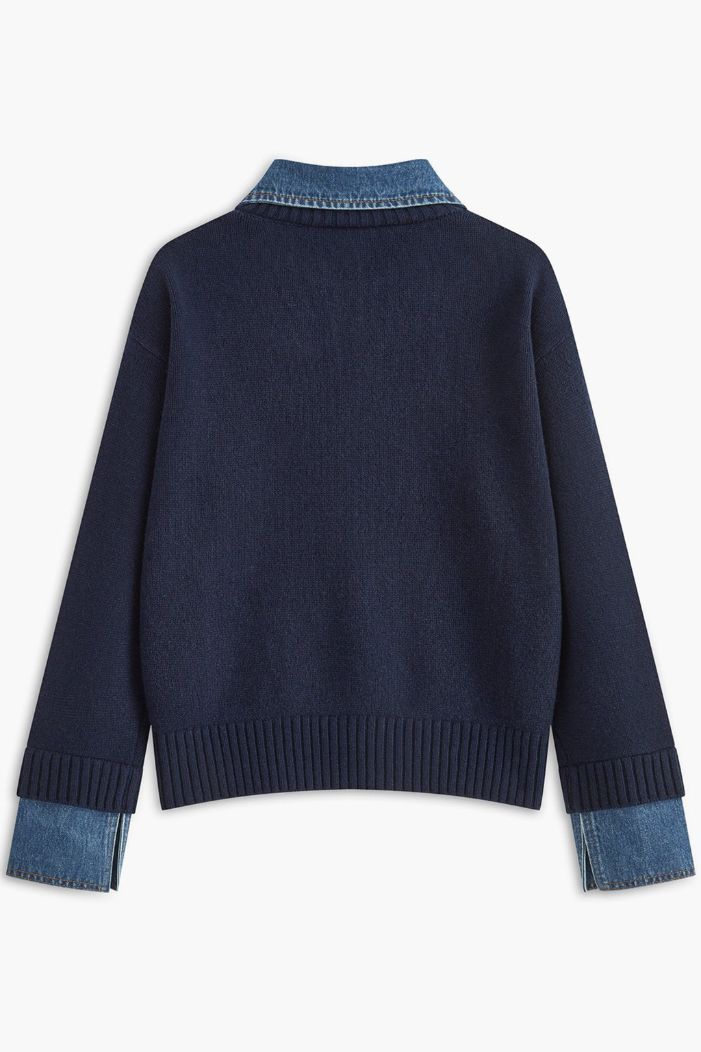 Women's Denim Collar Knit Polo Sweater
