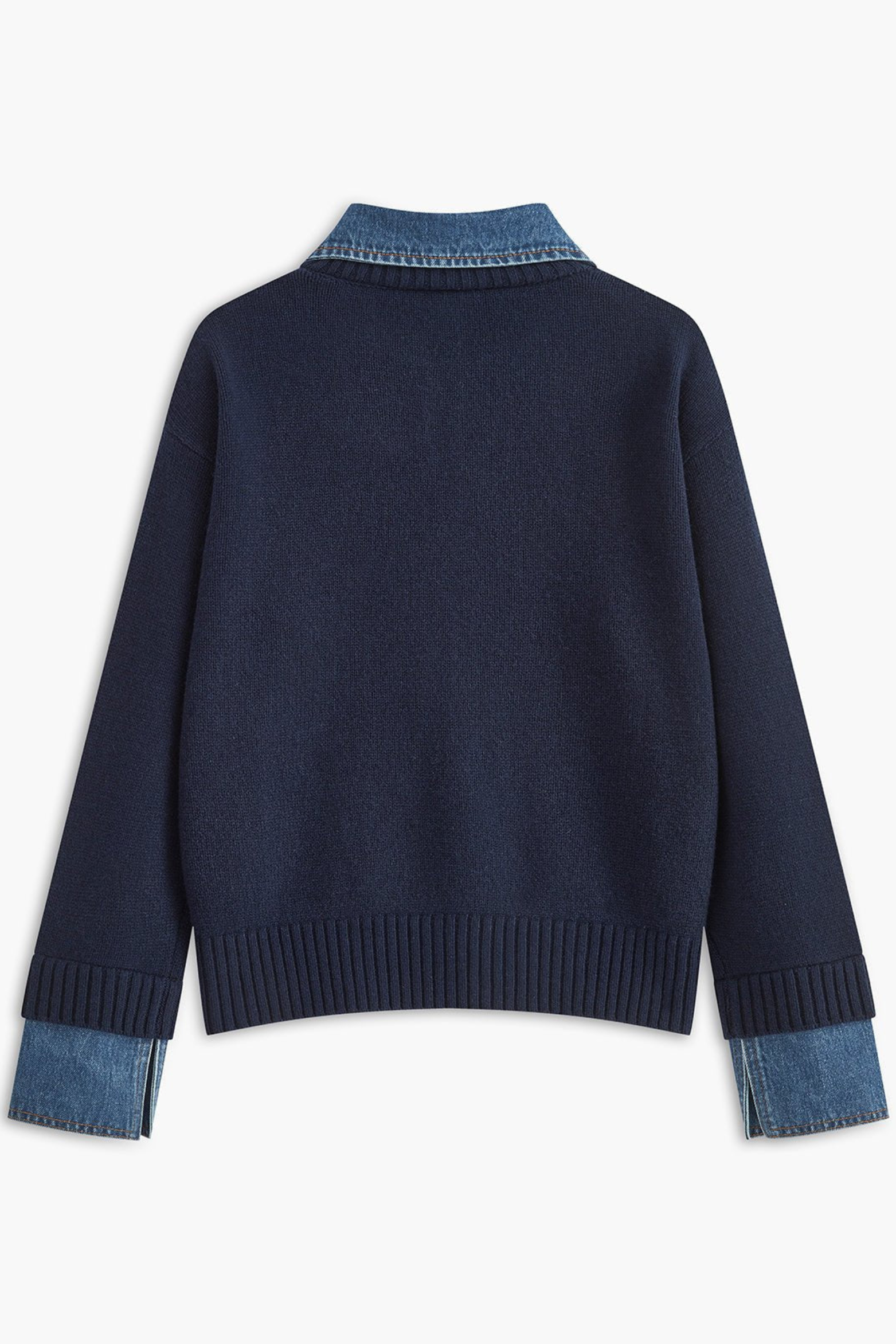 Women's Denim Collar Knit Polo Sweater