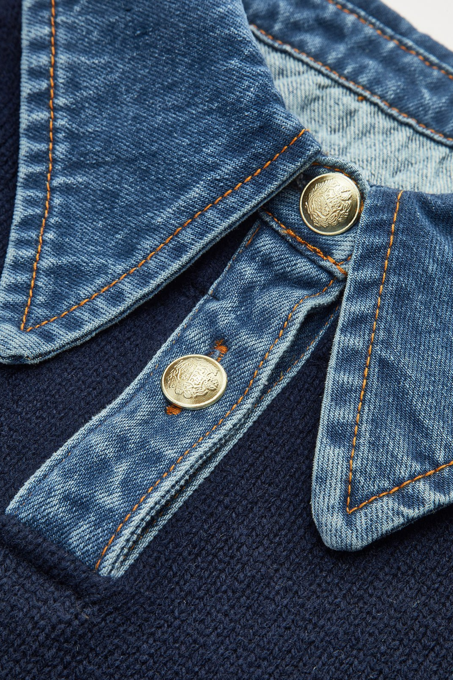 Women's Denim Collar Knit Polo Sweater