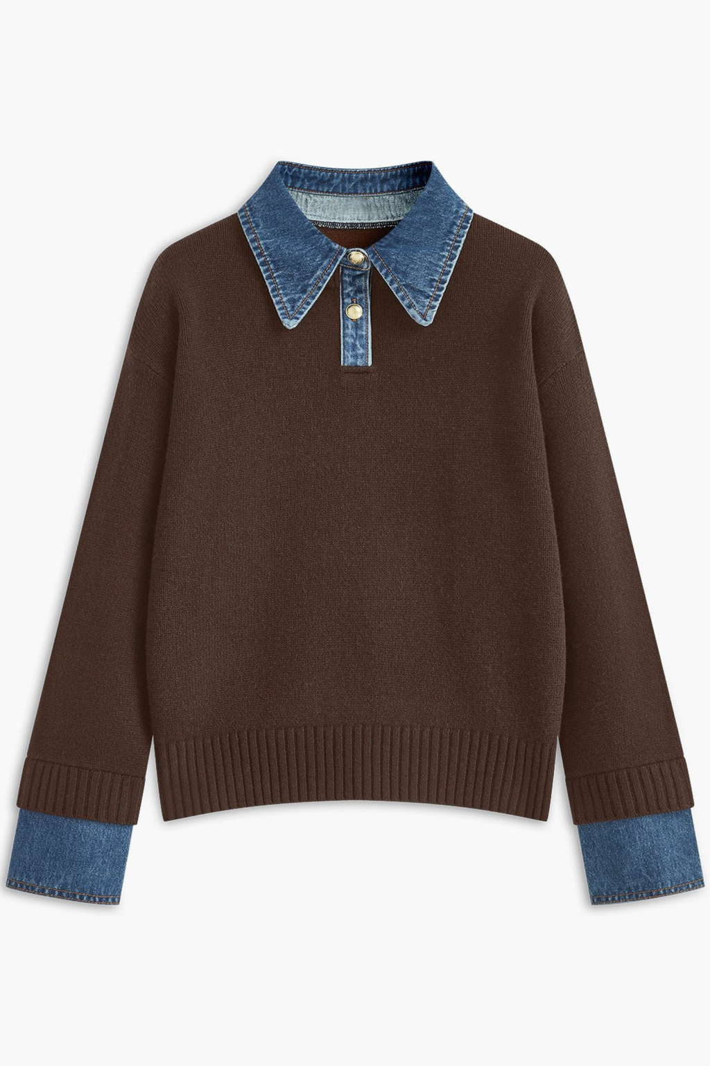 Women's Denim Collar Knit Polo Sweater