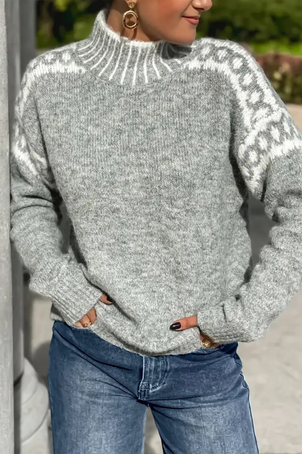 Women's Double Knit Waffle Sweater