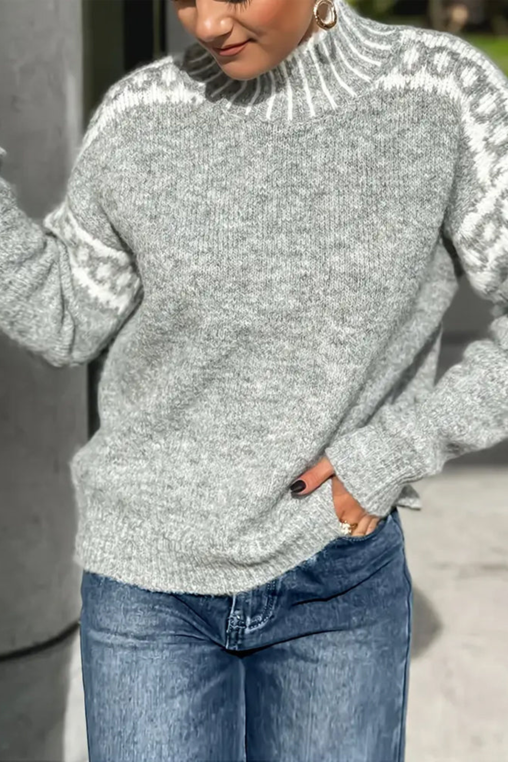 Women's Double Knit Waffle Sweater