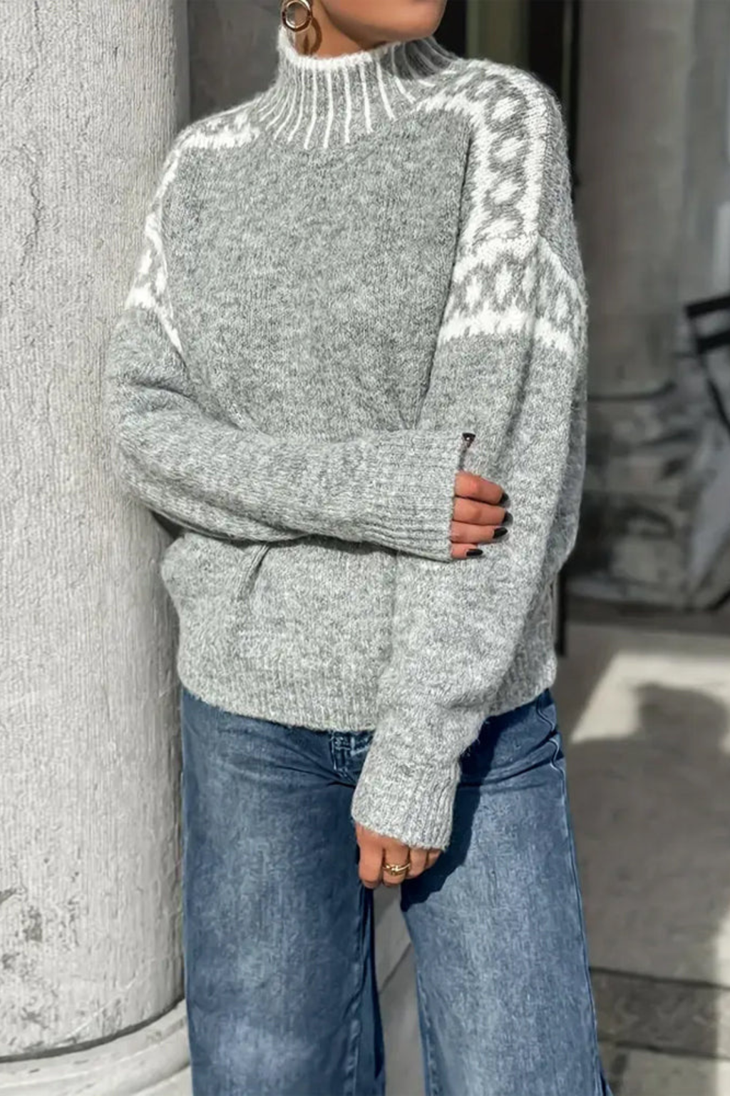 Women's Double Knit Waffle Sweater