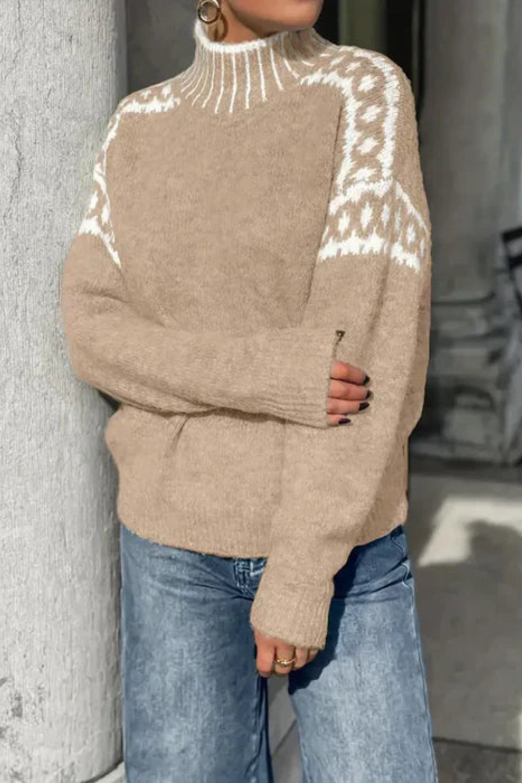 Women's Double Knit Waffle Sweater