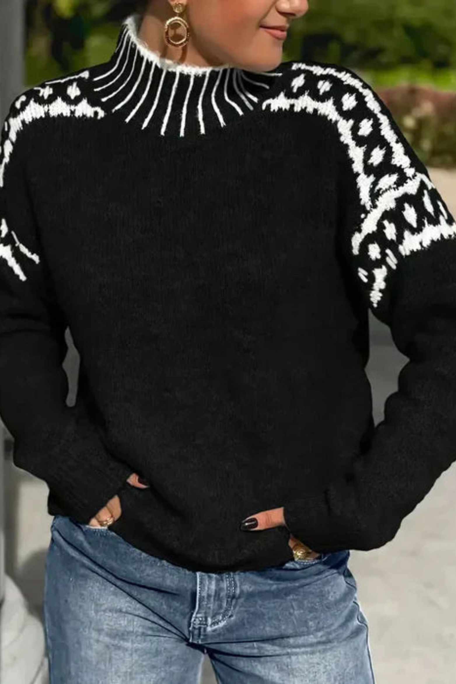 Women's Double Knit Waffle Sweater