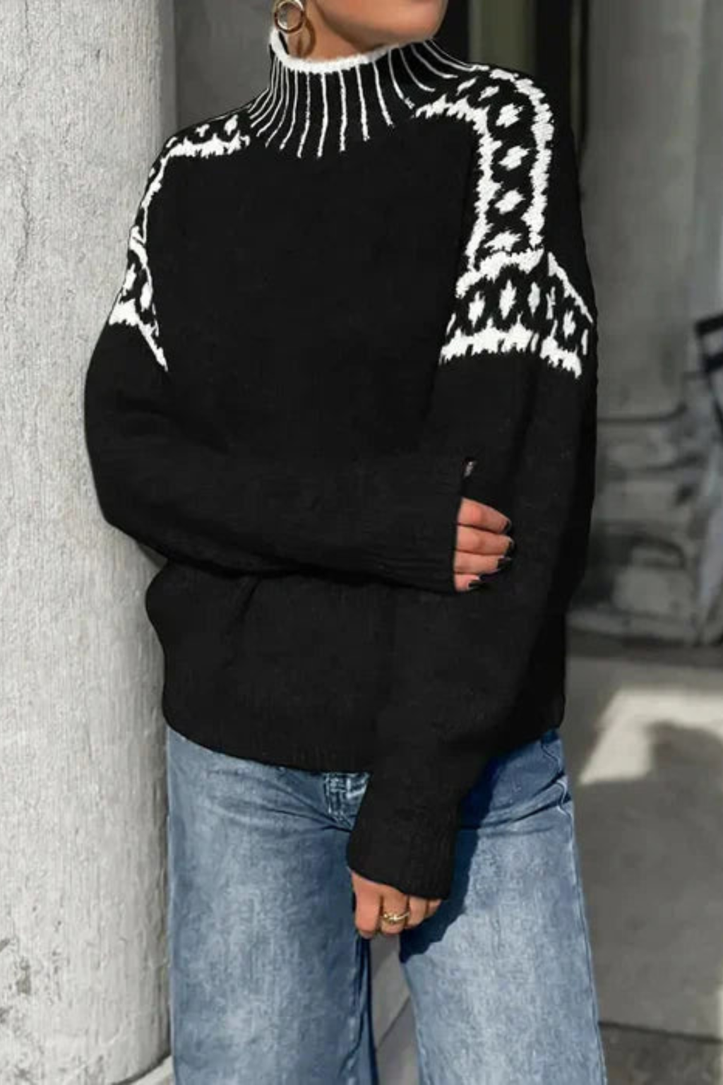 Women's Double Knit Waffle Sweater