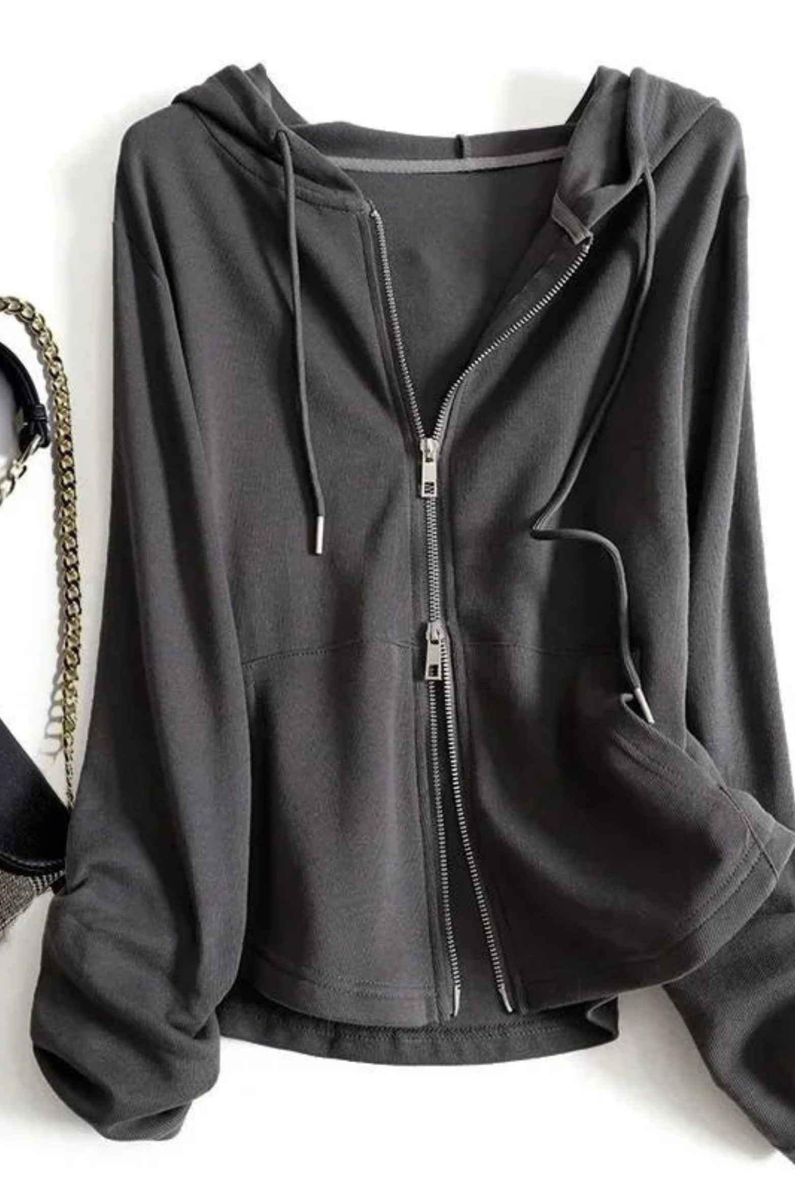 Women's Drawstring Zip Hoodie Jacket