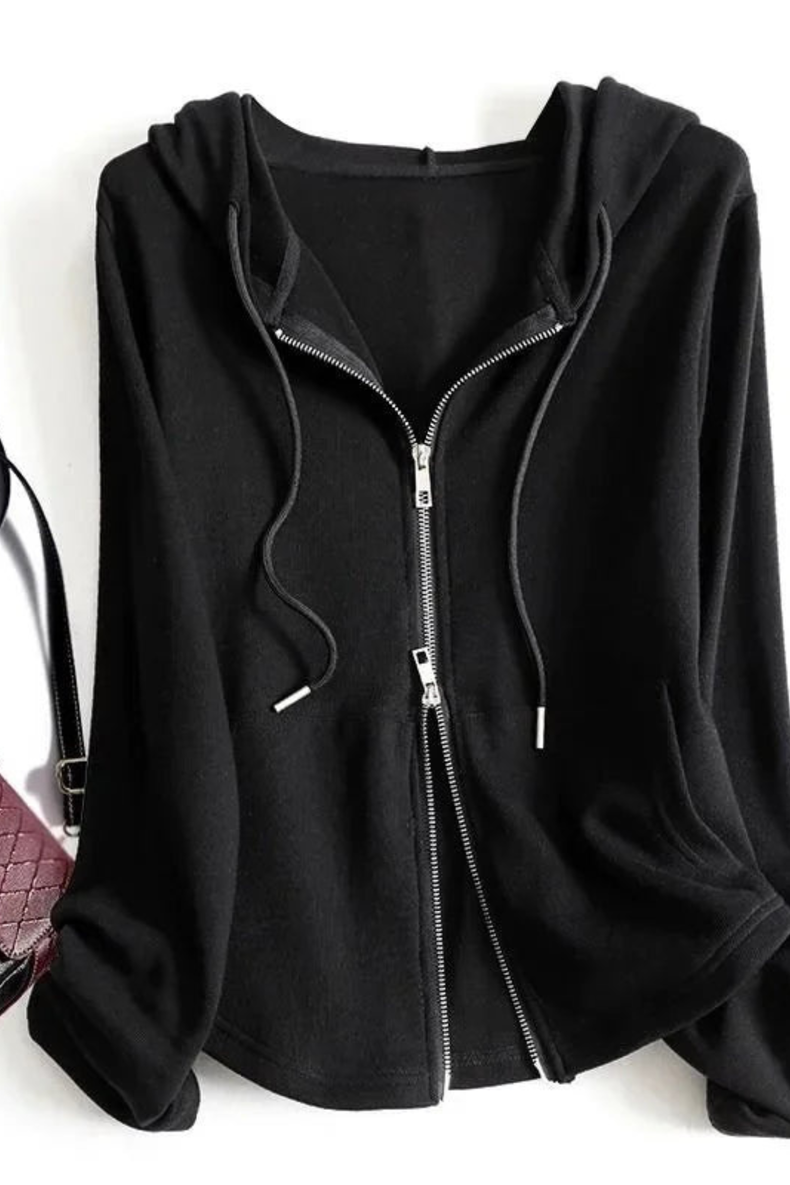 Women's Drawstring Zip Hoodie Jacket
