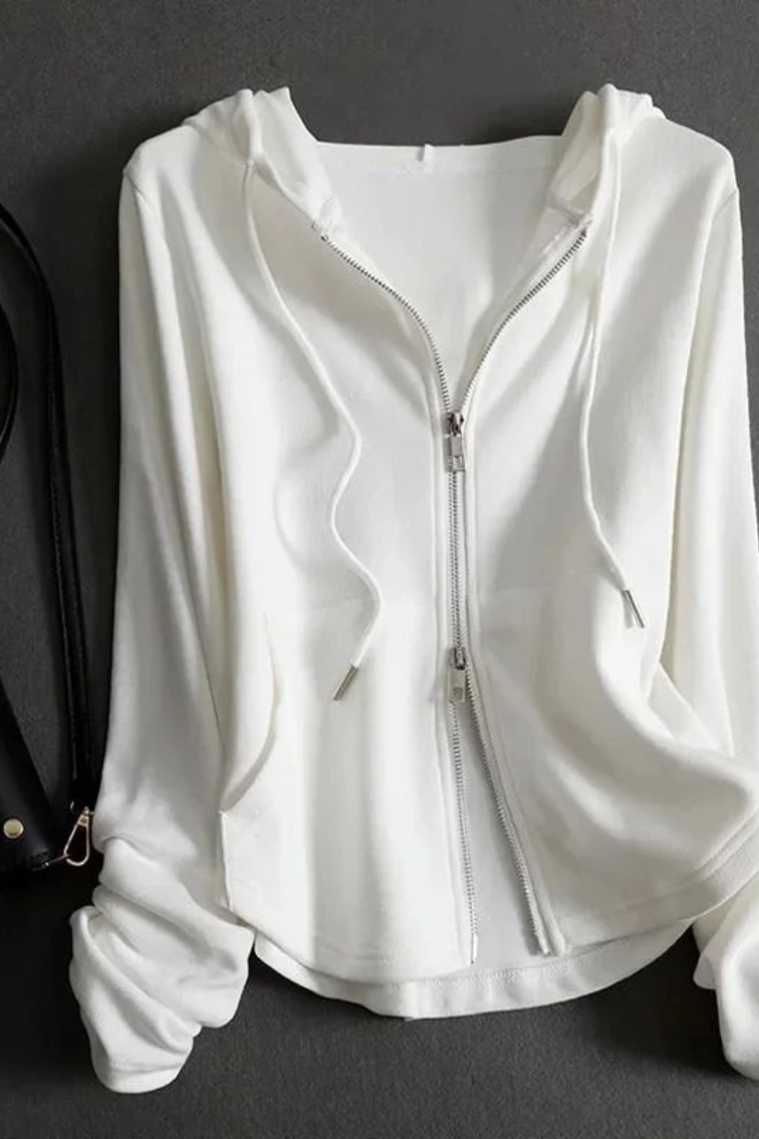 Women's Drawstring Zip Hoodie Jacket