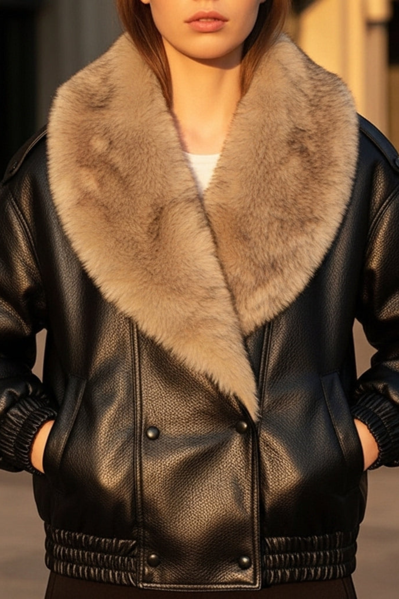 Women's Faux Leather Winter Jacket