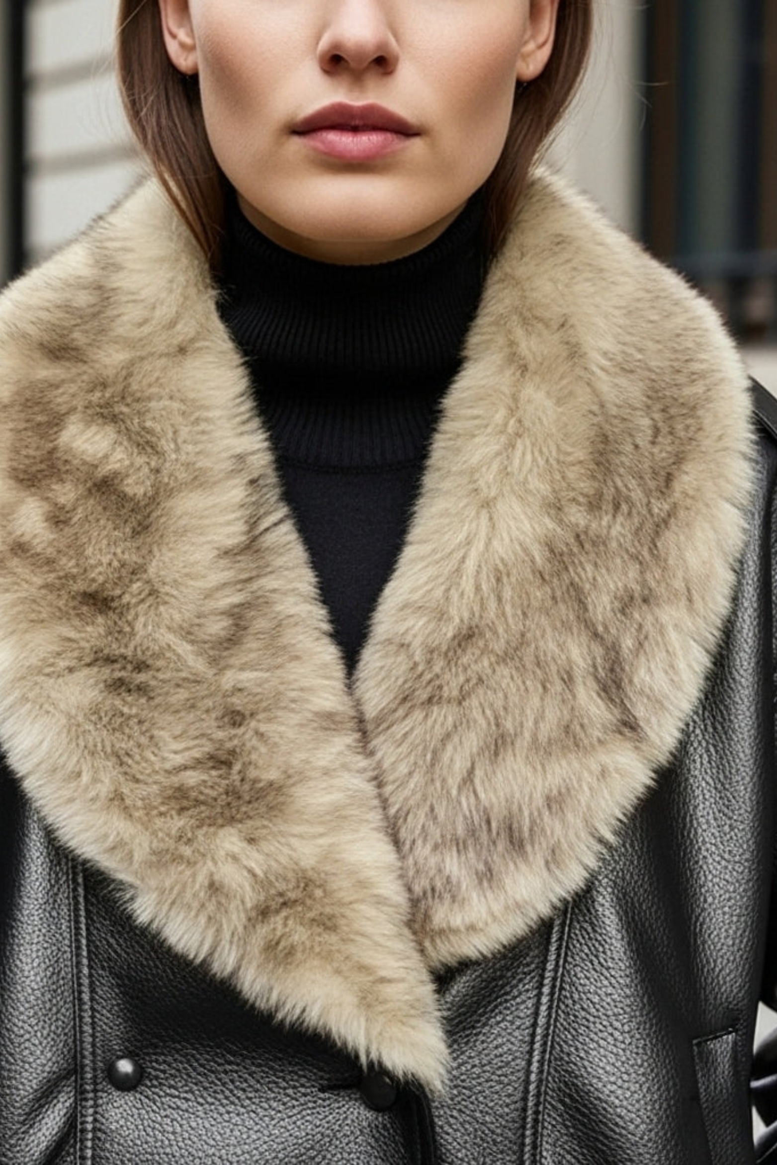 Women's Faux Leather Winter Jacket