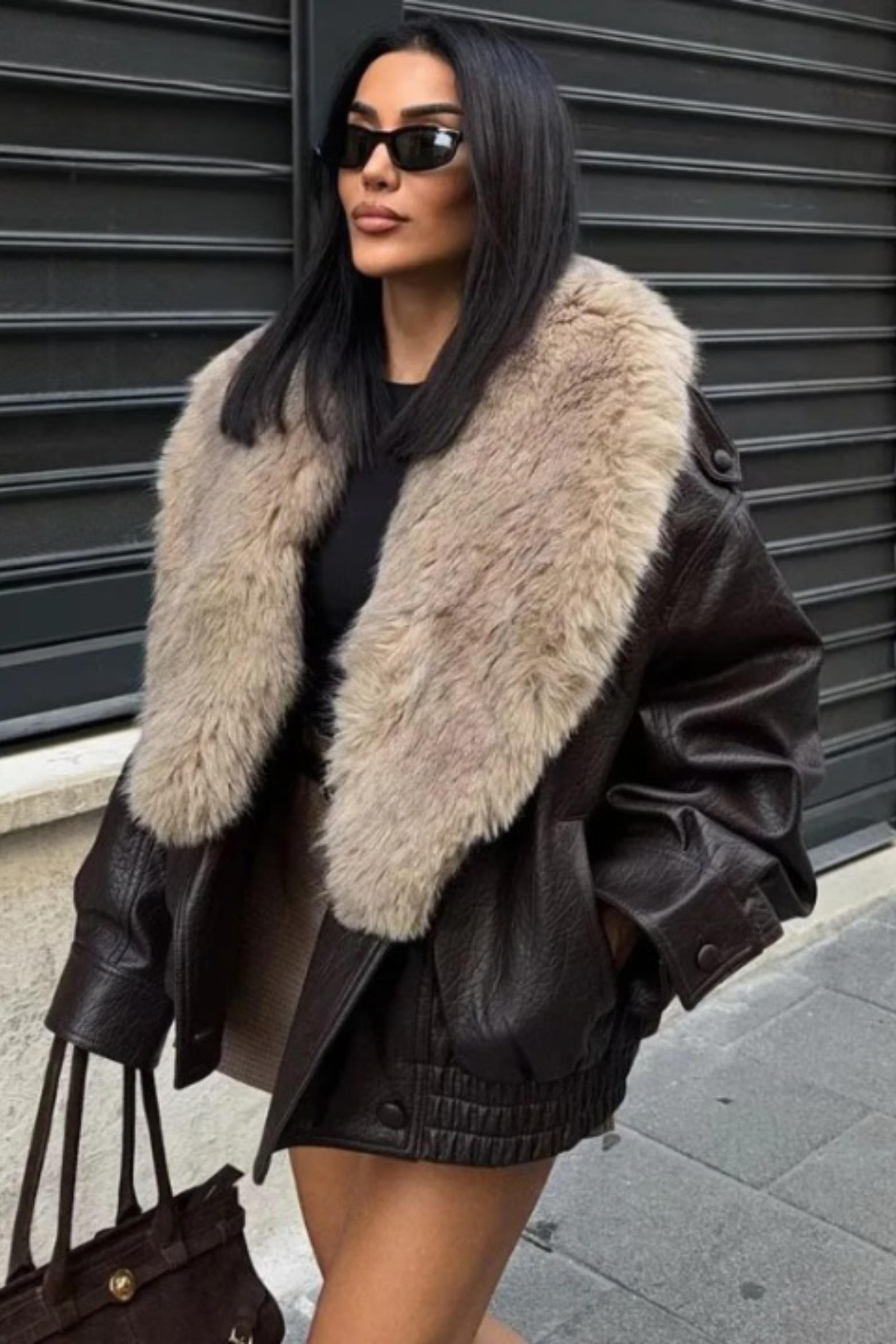 Women's Faux Leather Winter Jacket
