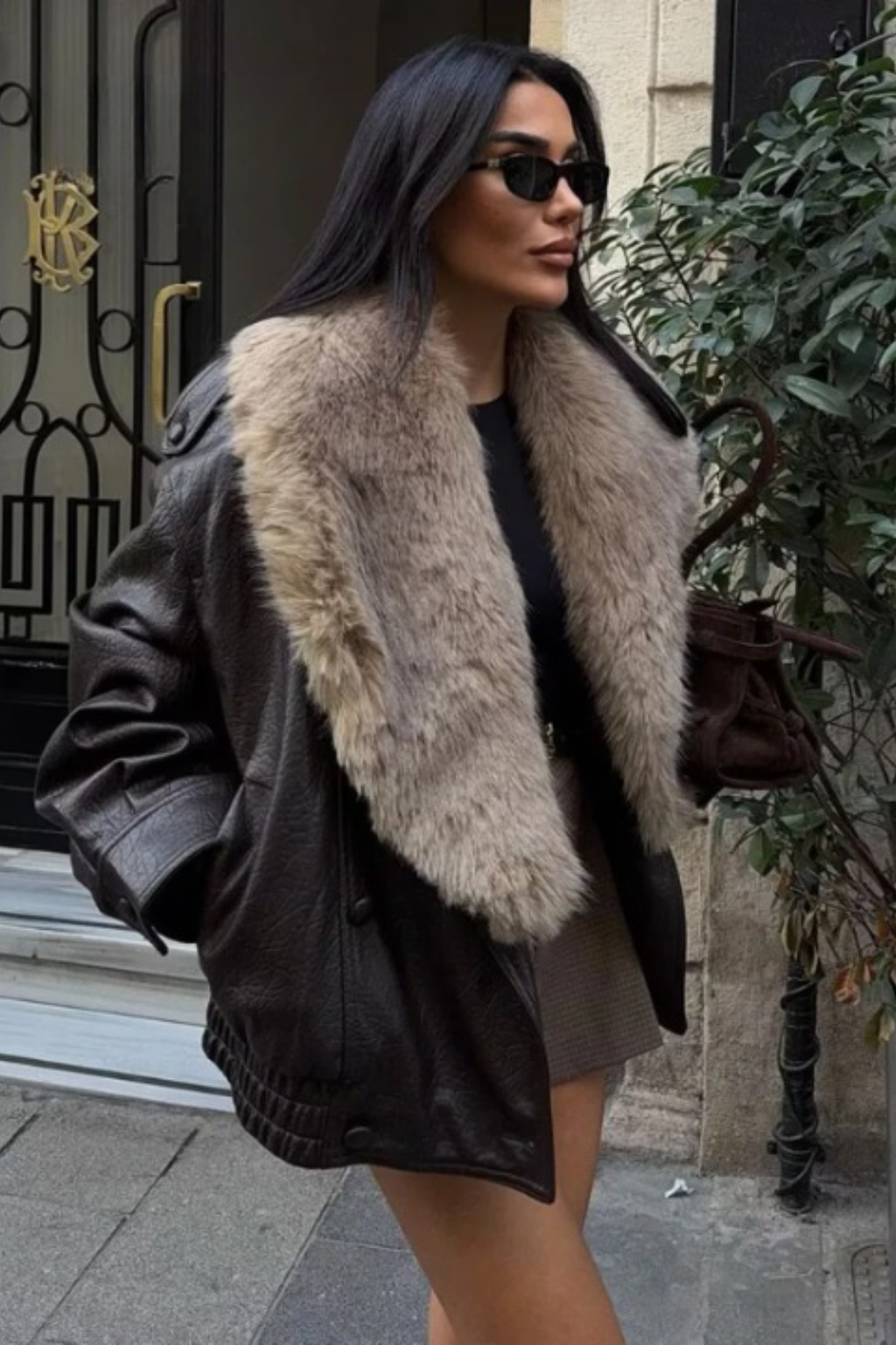 Women's Faux Leather Winter Jacket