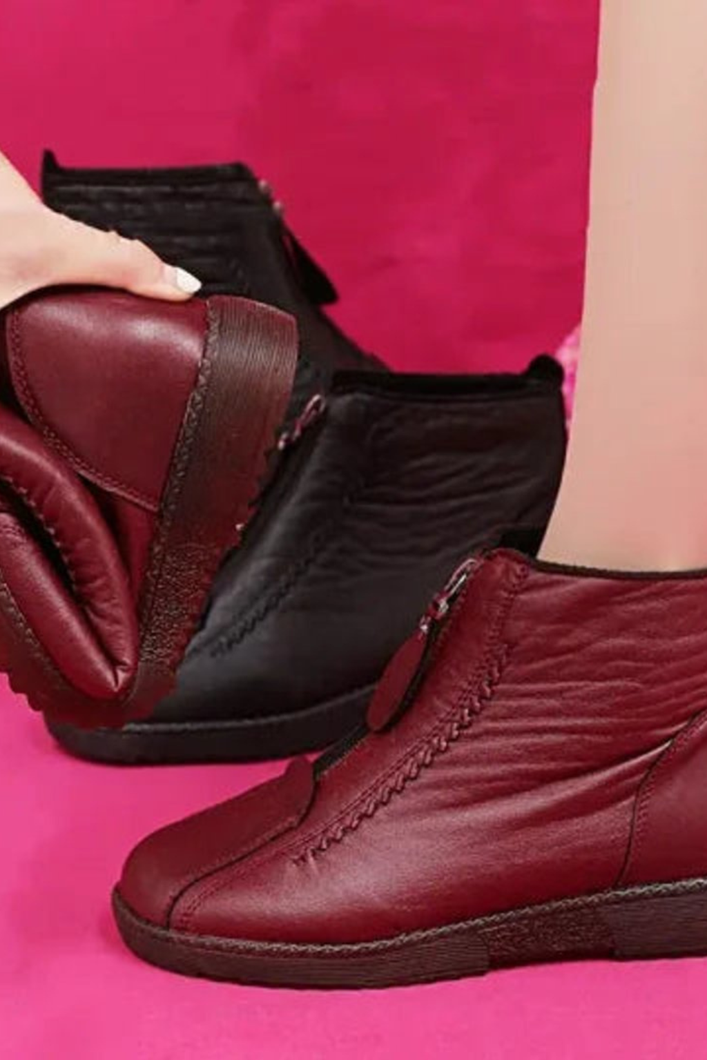 Women's Fleece Lined Leather Ankle Boots