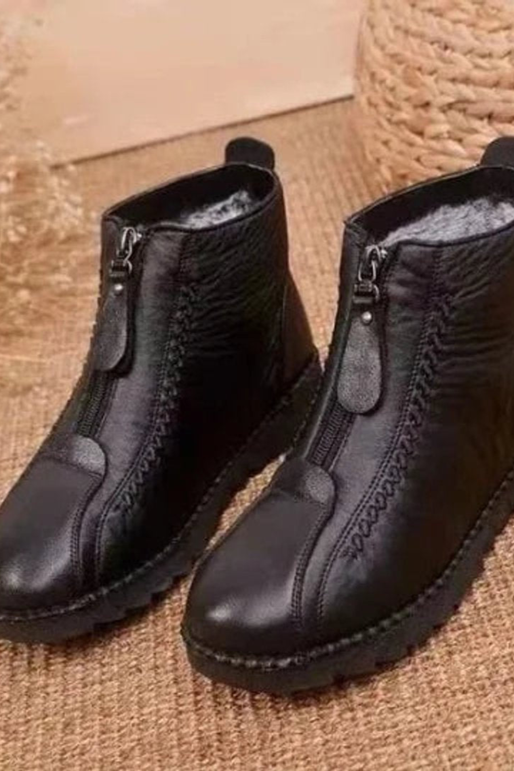 Women's Fleece Lined Leather Ankle Boots