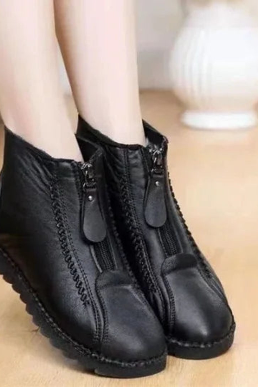 Women's Fleece Lined Leather Ankle Boots