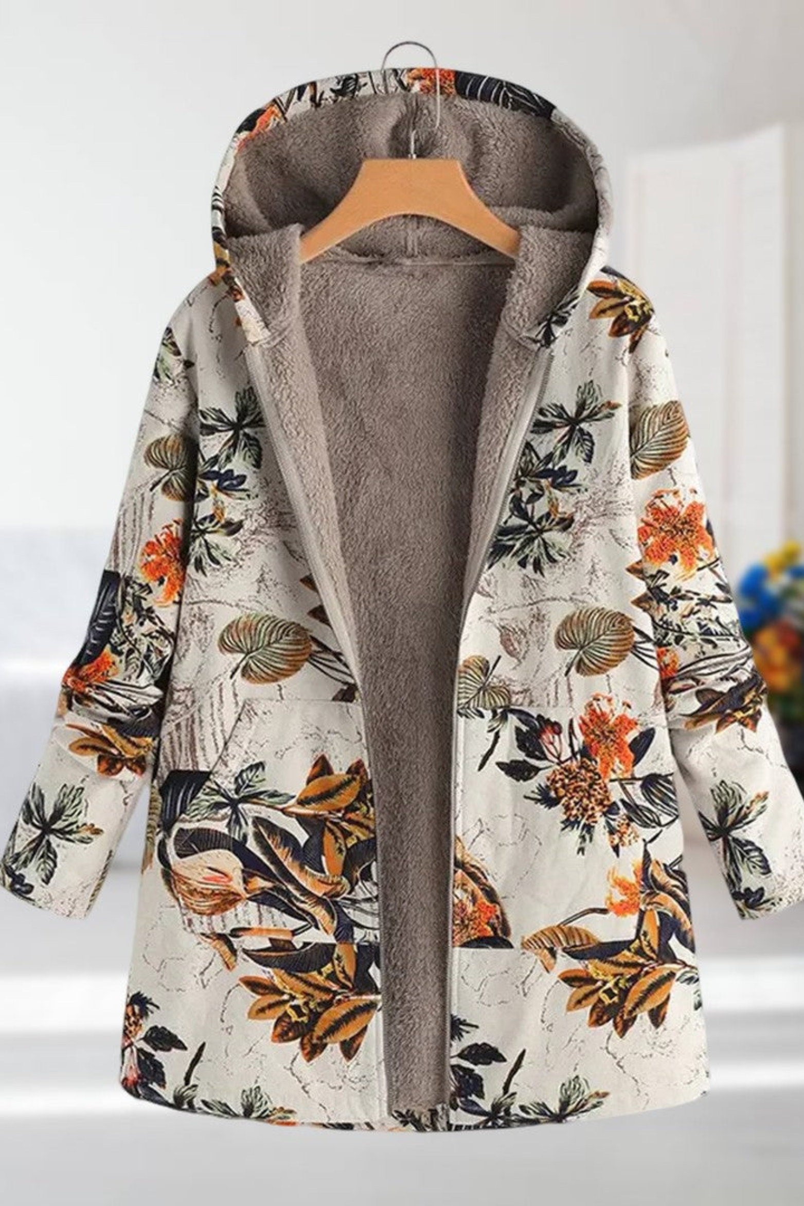 Women's Floral Hooded Winter Jacket