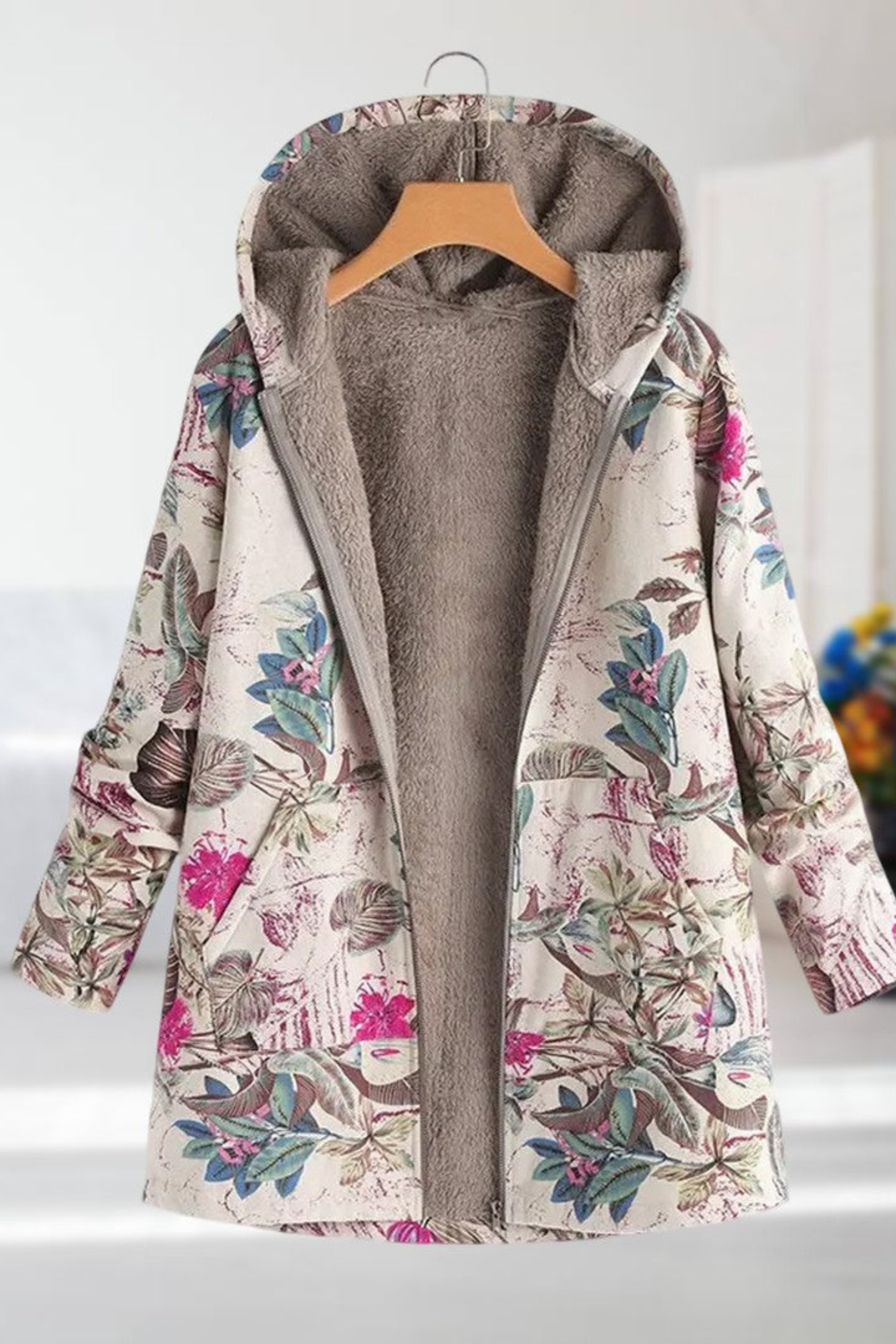 Women's Floral Hooded Winter Jacket