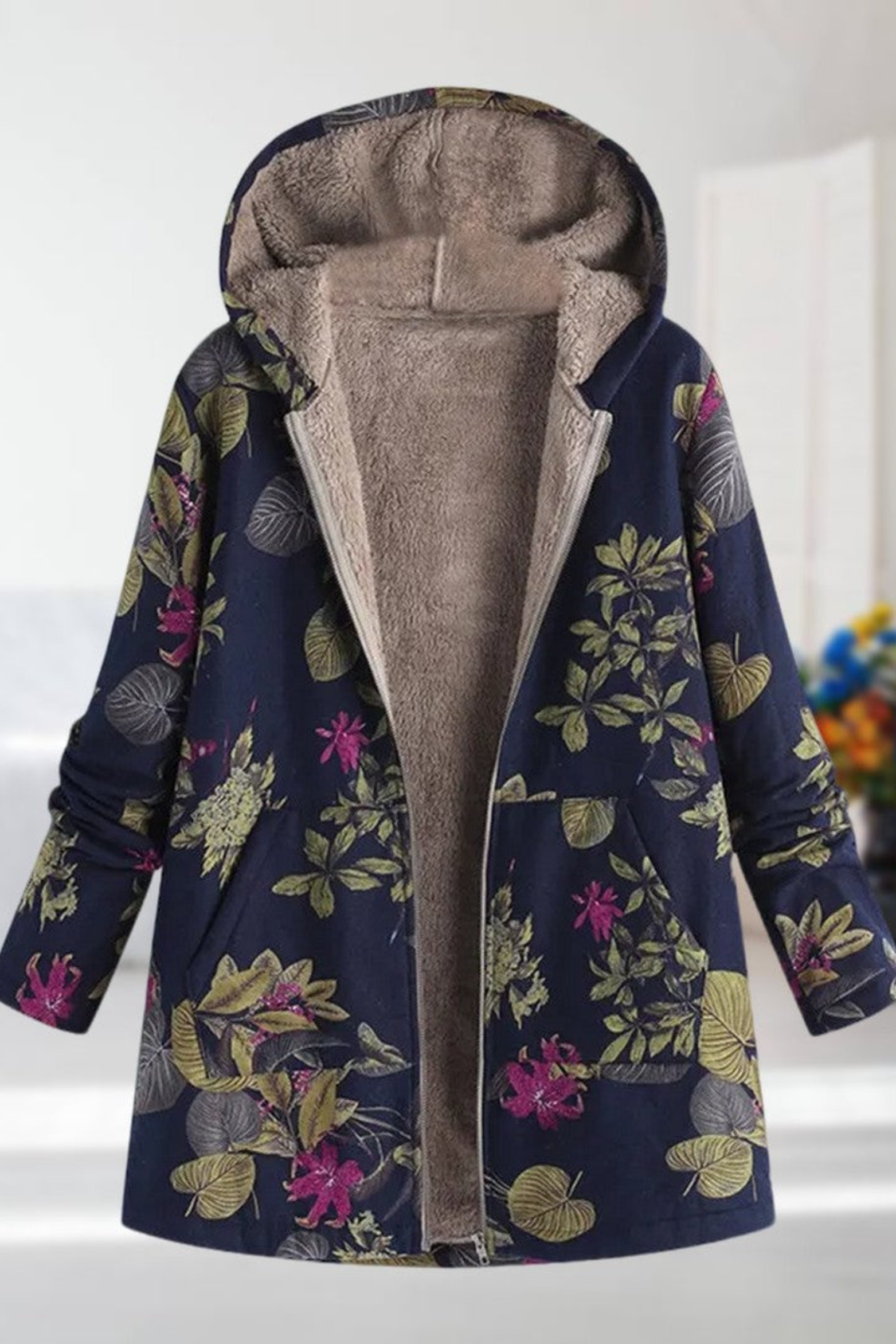 Women's Floral Hooded Winter Jacket