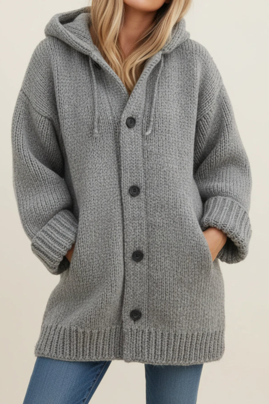 Women's Hooded Pocket Knit Cardigan